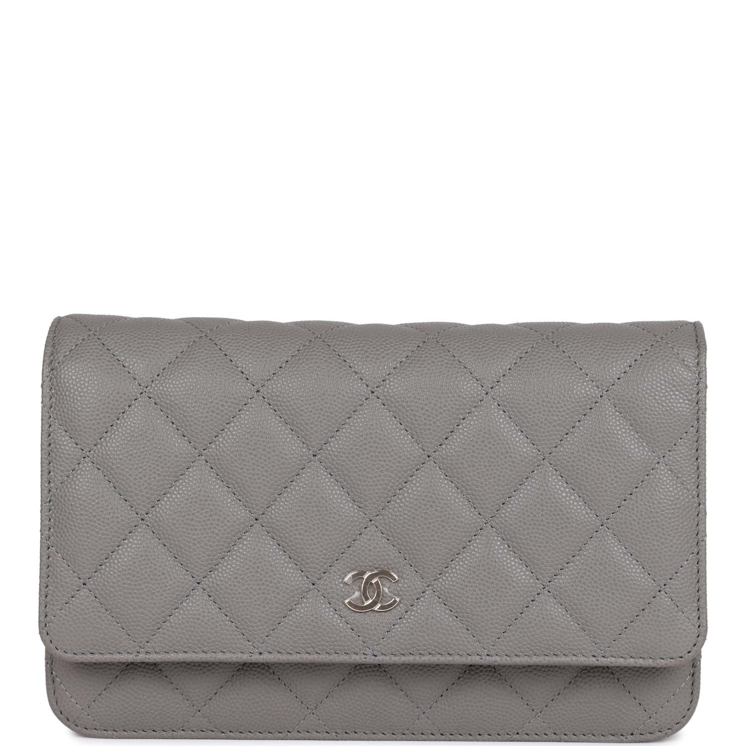Chanel Wallet on Chain WOC Grey Caviar Light Gold Hardware AP0250