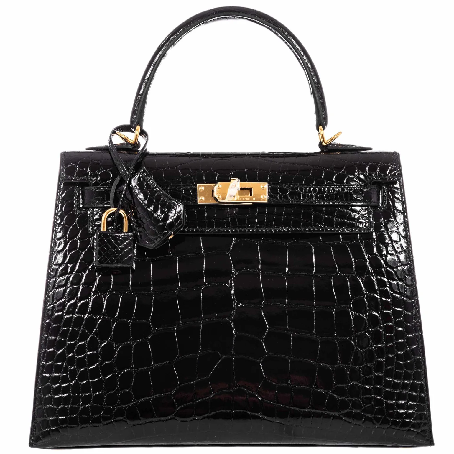 Hermes Kelly 25 Sellier Black Alligator Gold Hardware 739646
