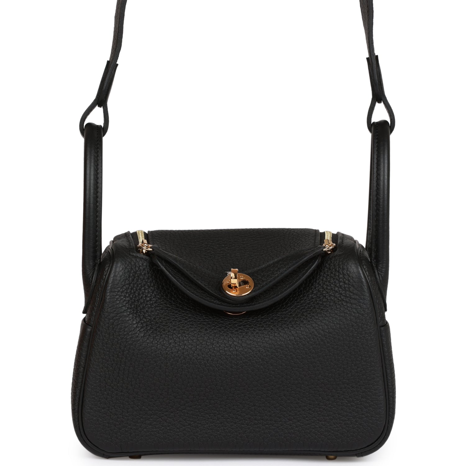 Hermes Mini Lindy Black Clemence Gold Hardware 1332965