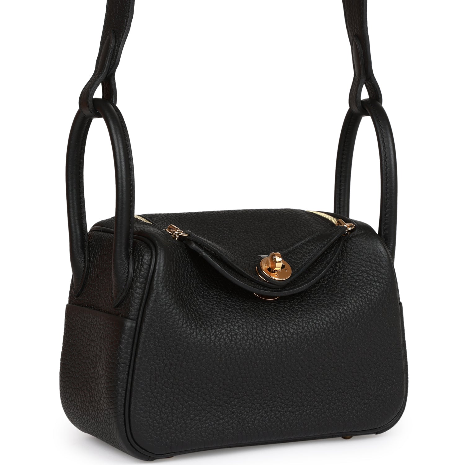 Hermes Mini Lindy Black Clemence Gold Hardware 1332965