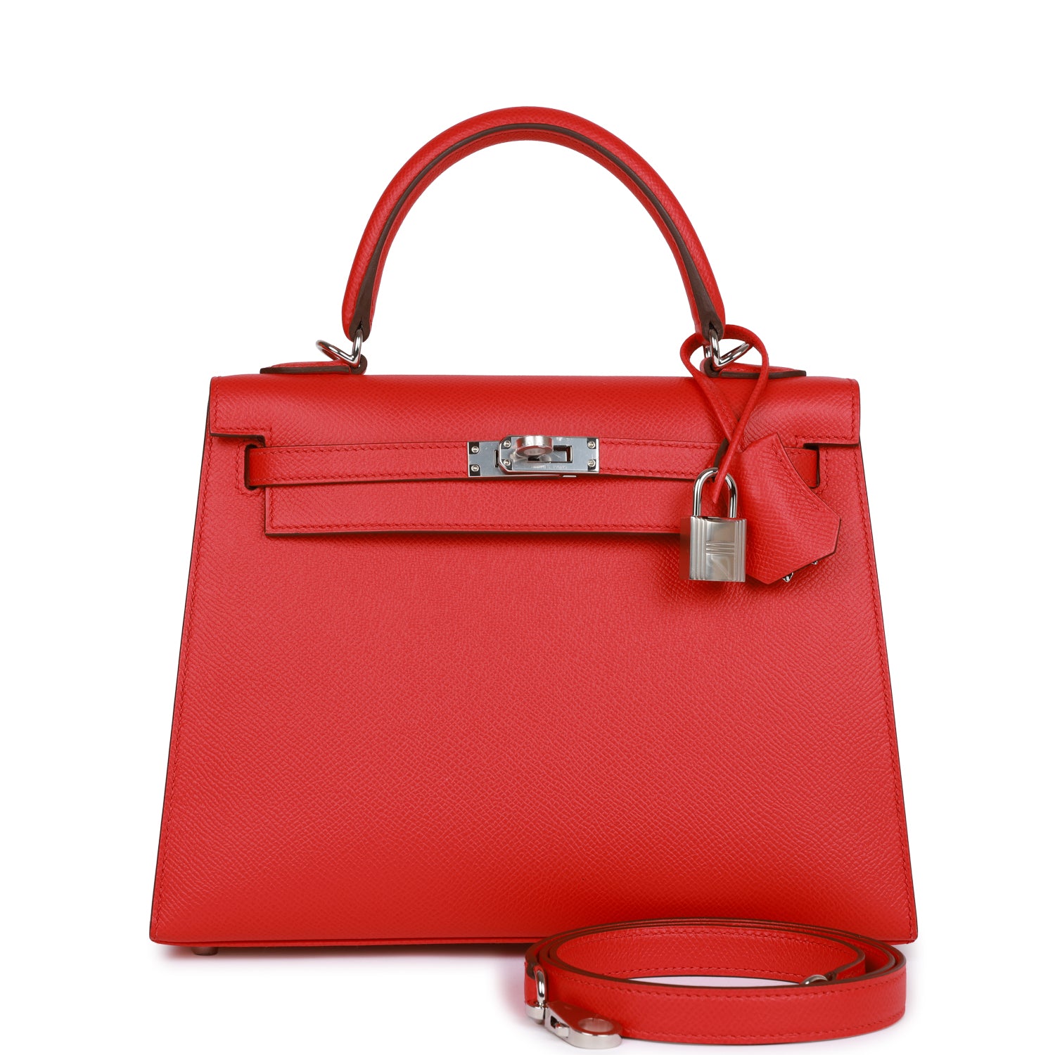 Hermes Kelly Sellier 25 Rouge de Coeur Verso Epsom Palladium Hardware 966915