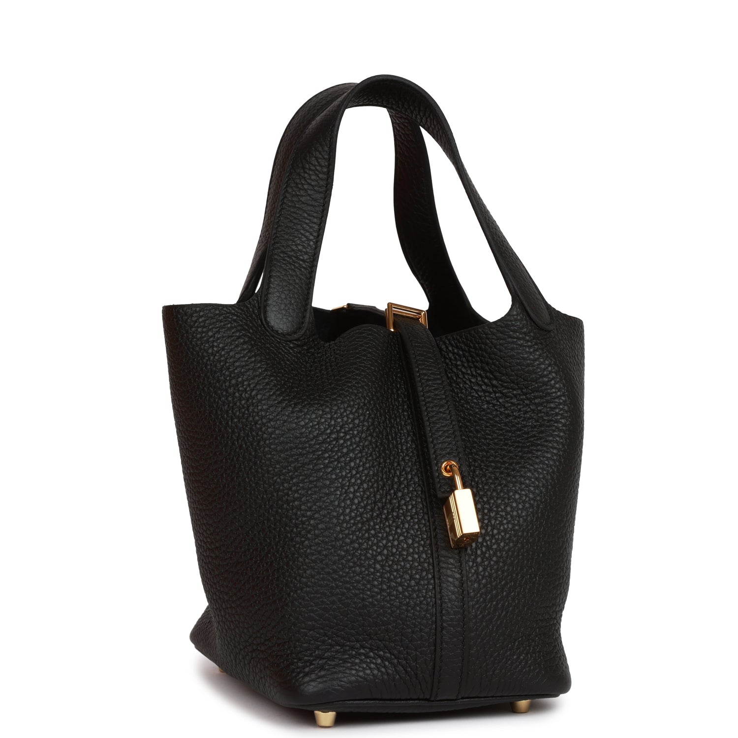 Hermes Picotin Lock 18 Black Clemence Gold Hardware 1387163