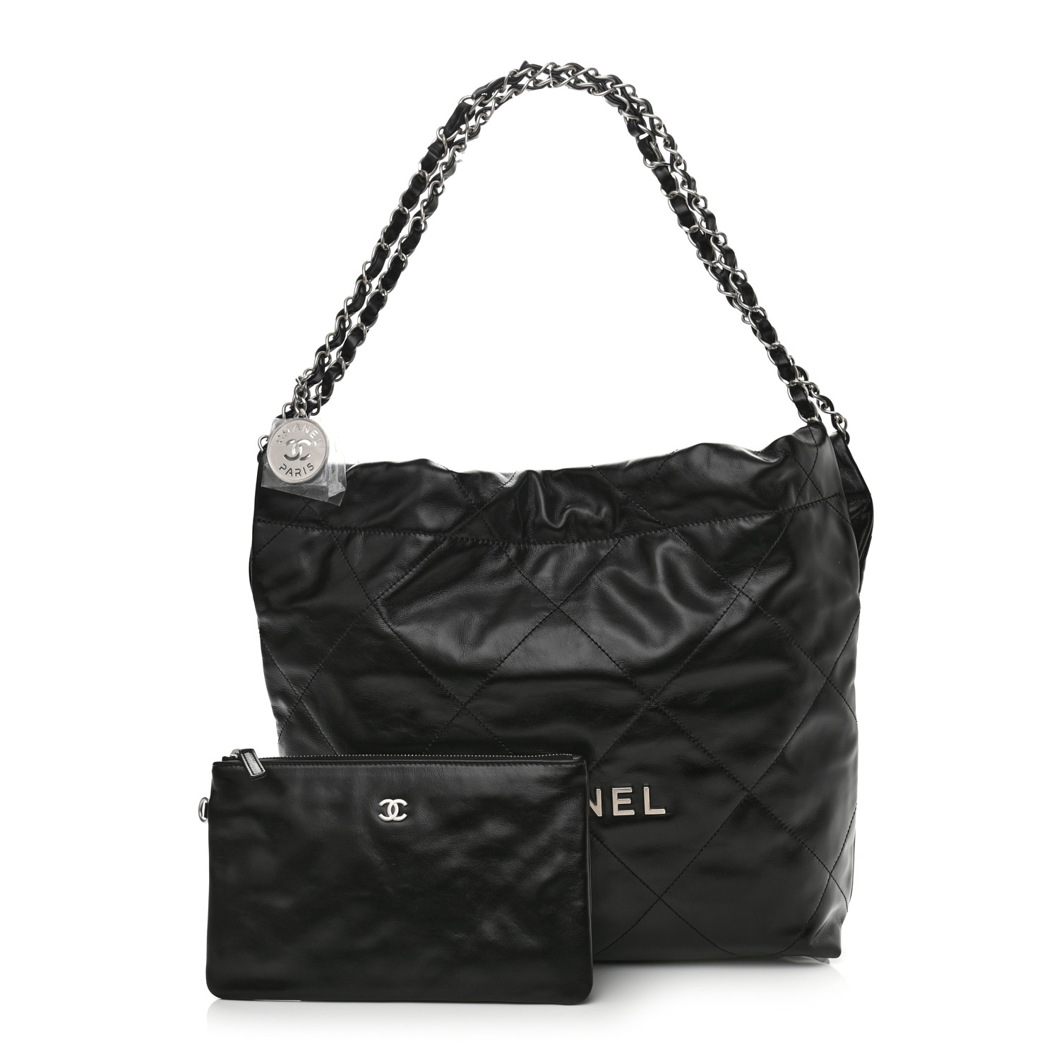 Shiny Calfskin Quilted Small Chanel 22 Black AS3261