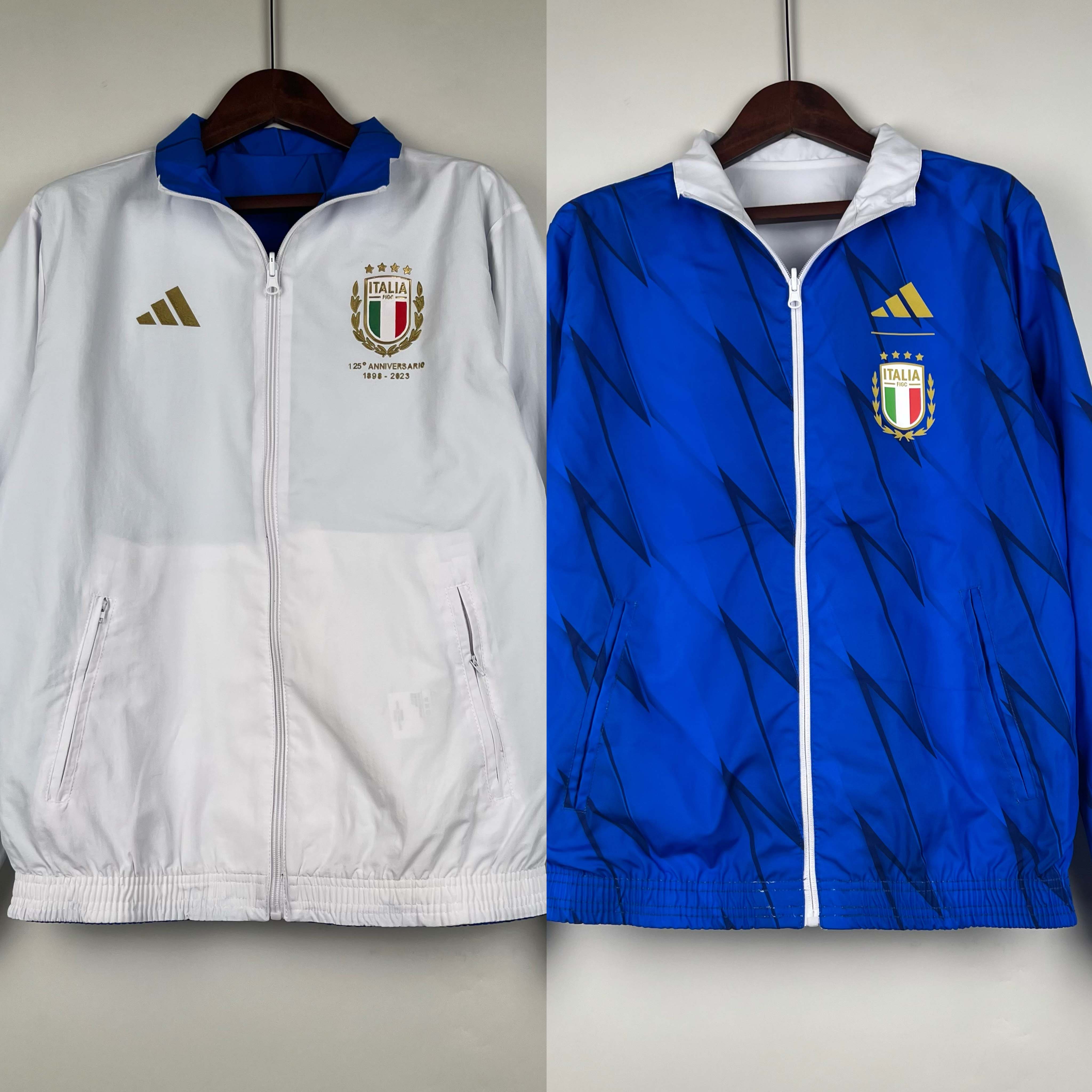 2023-2024 Italy Reversible Windbreaker (White-Blue)Soccer Jersey 1:1 Thai Quality