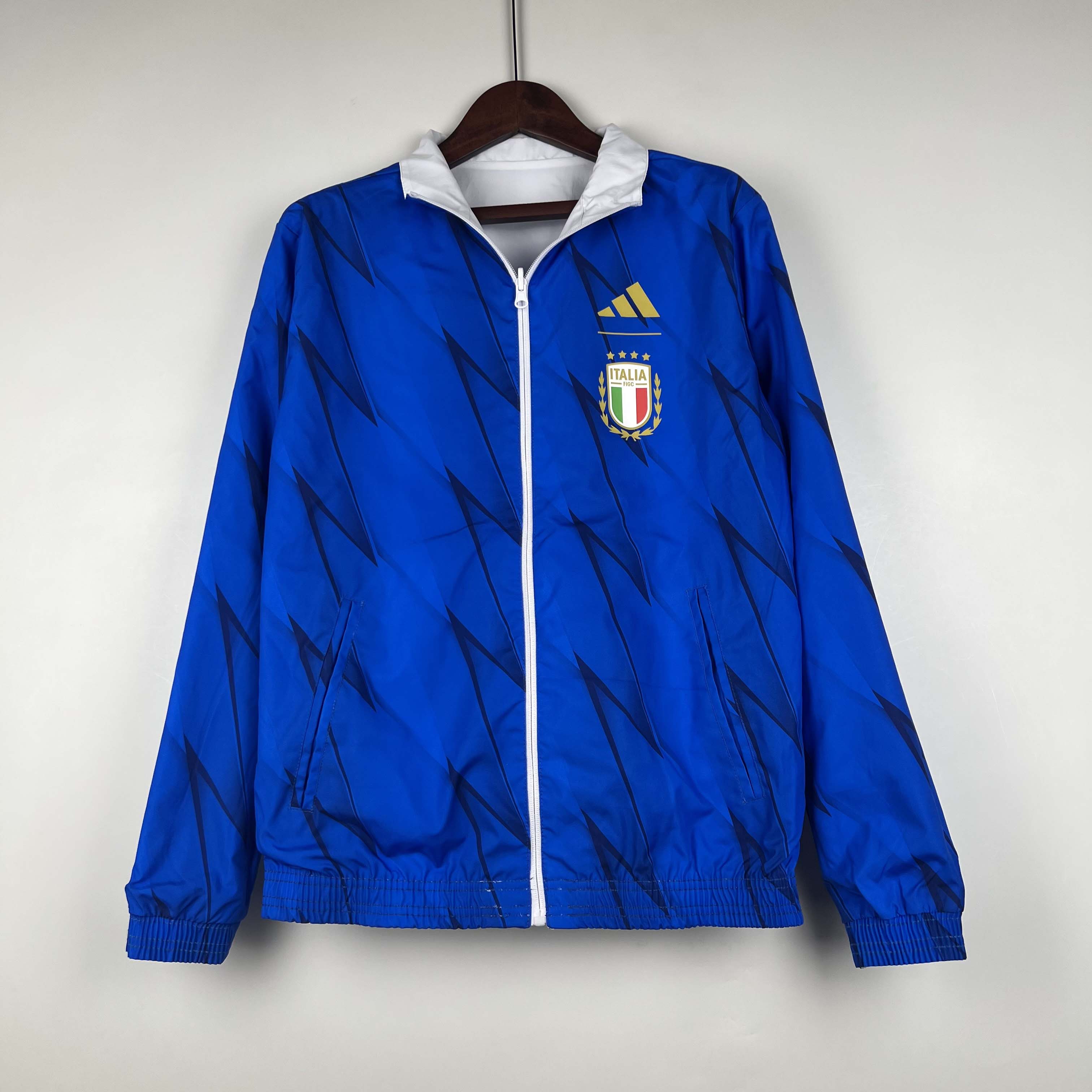 2023-2024 Italy Reversible Windbreaker (White-Blue)Soccer Jersey 1:1 Thai Quality