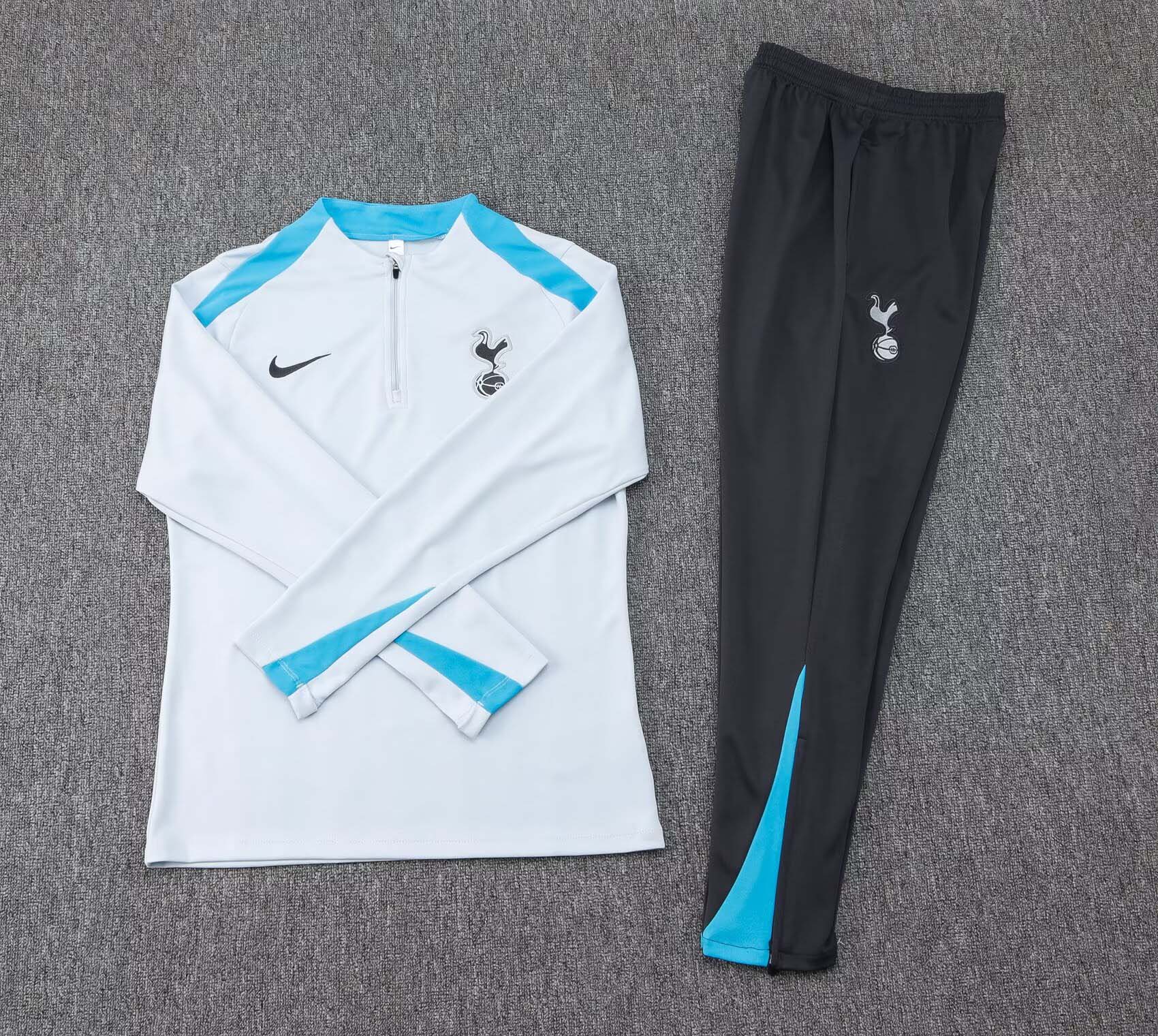 2024/2025 Tottenham Half-Pull Training Suit light gray Jersey 1:1 Thai Quality Set
