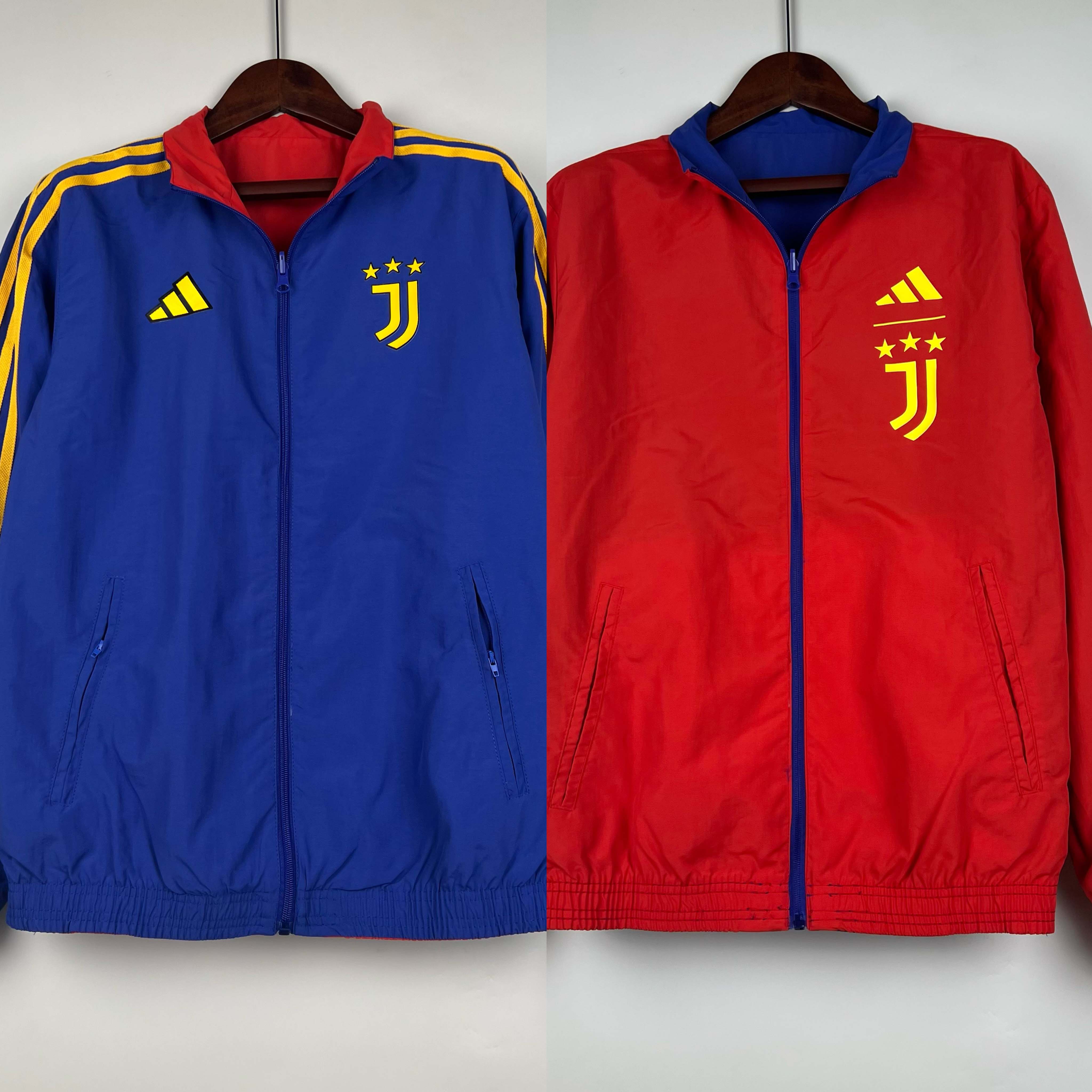 2023-2024 Juventus Reversible Windbreaker(Blue-red)Soccer Jersey 1:1 Thai Quality