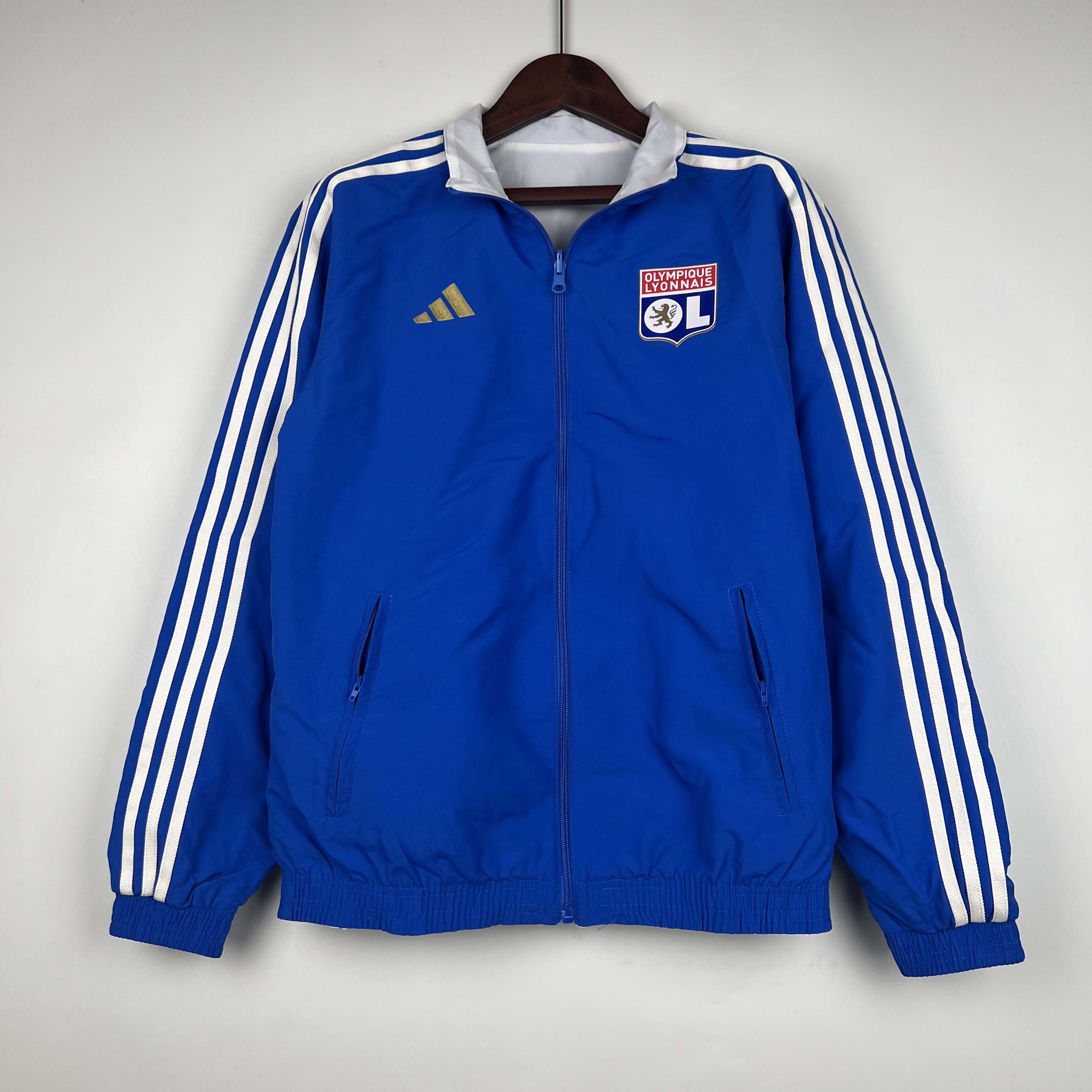 2023/2024 Lyon Reversible Windbreaker(Blue-white)Soccer Jersey 1:1 Thai Quality
