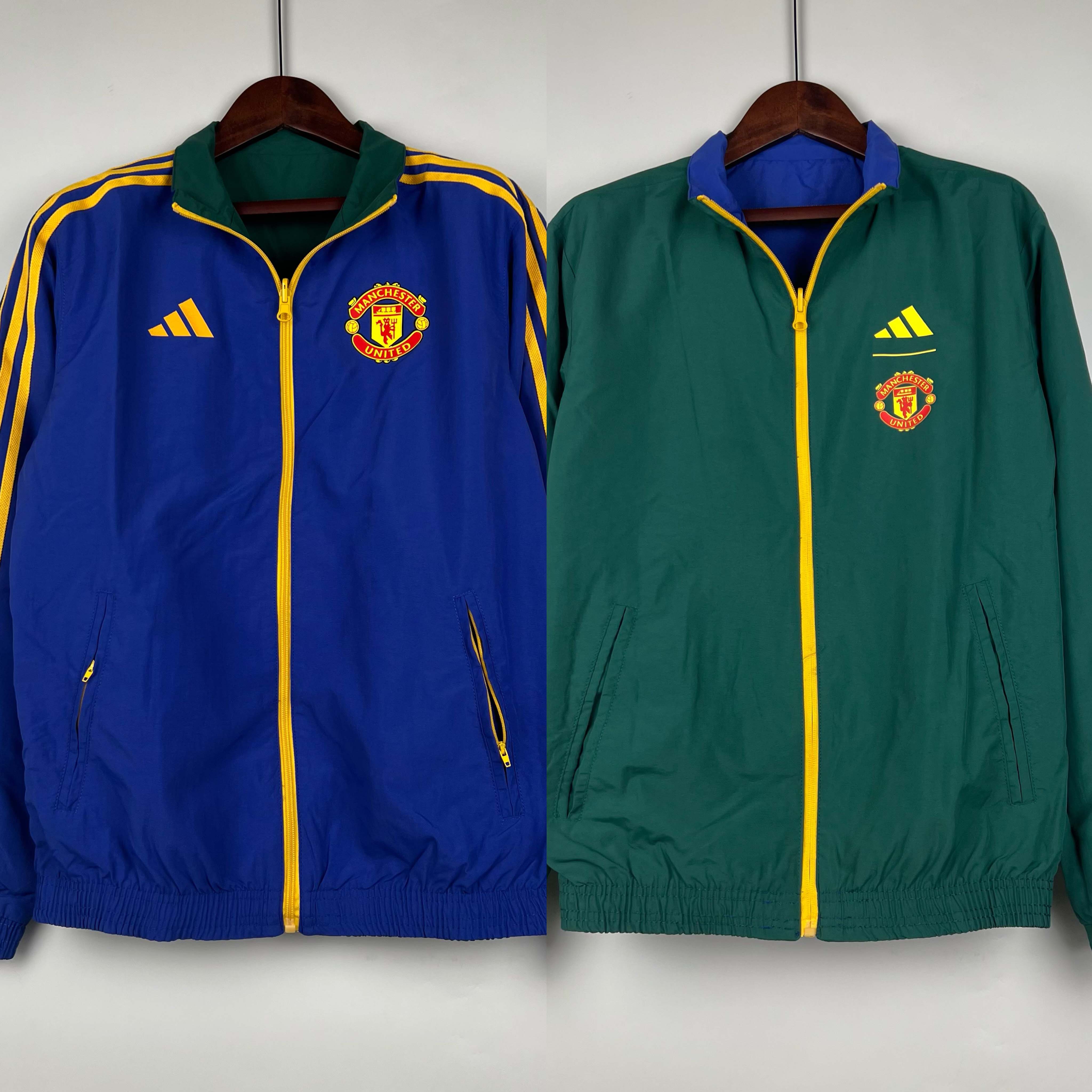 2023/2024 Manchester United Reversible Windbreaker(Blue-Green)Soccer Jersey 1:1 Thai Quality