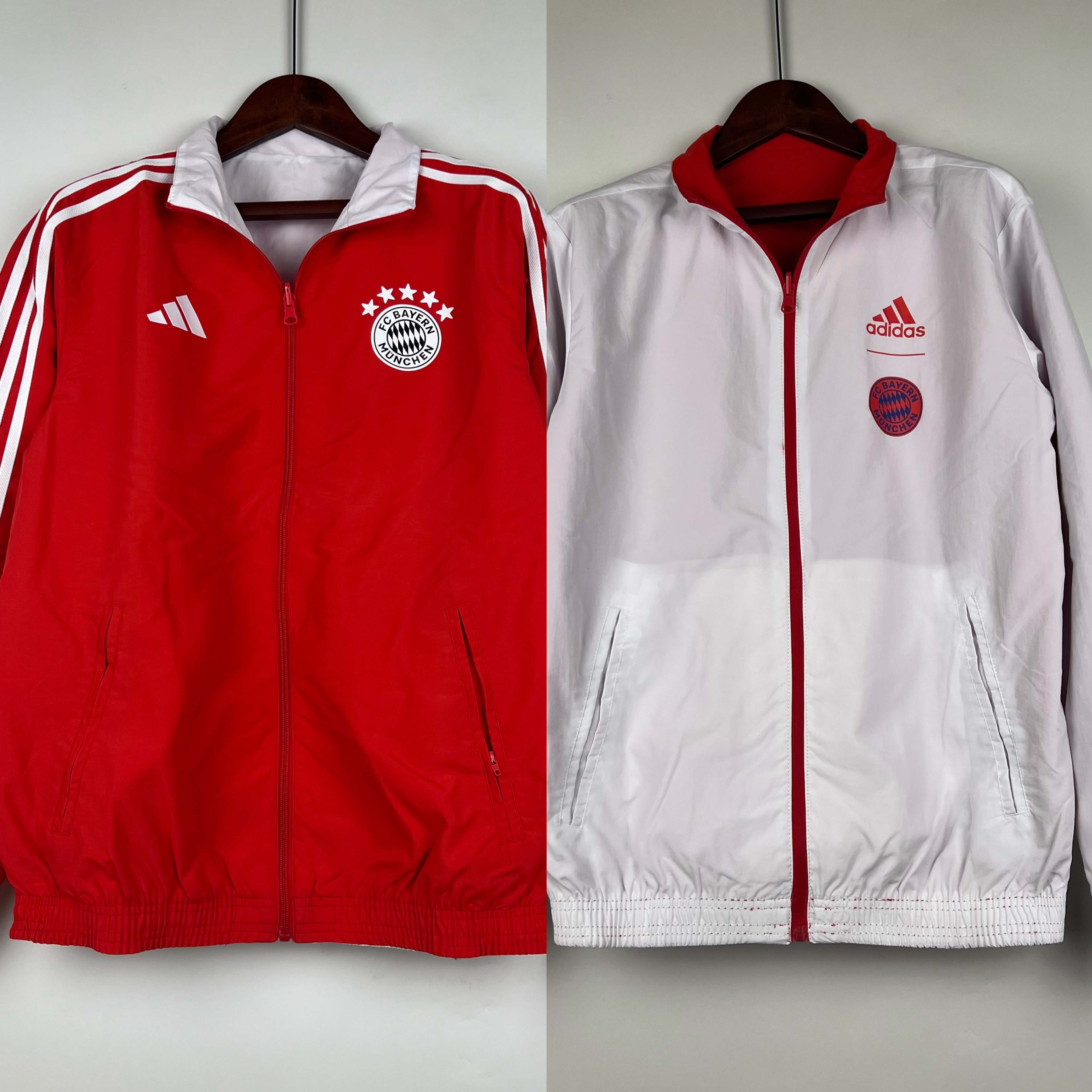 2023-2024 Bayern Munich Reversible Windbreaker (Red-white)Soccer Jersey 1:1 Thai Quality