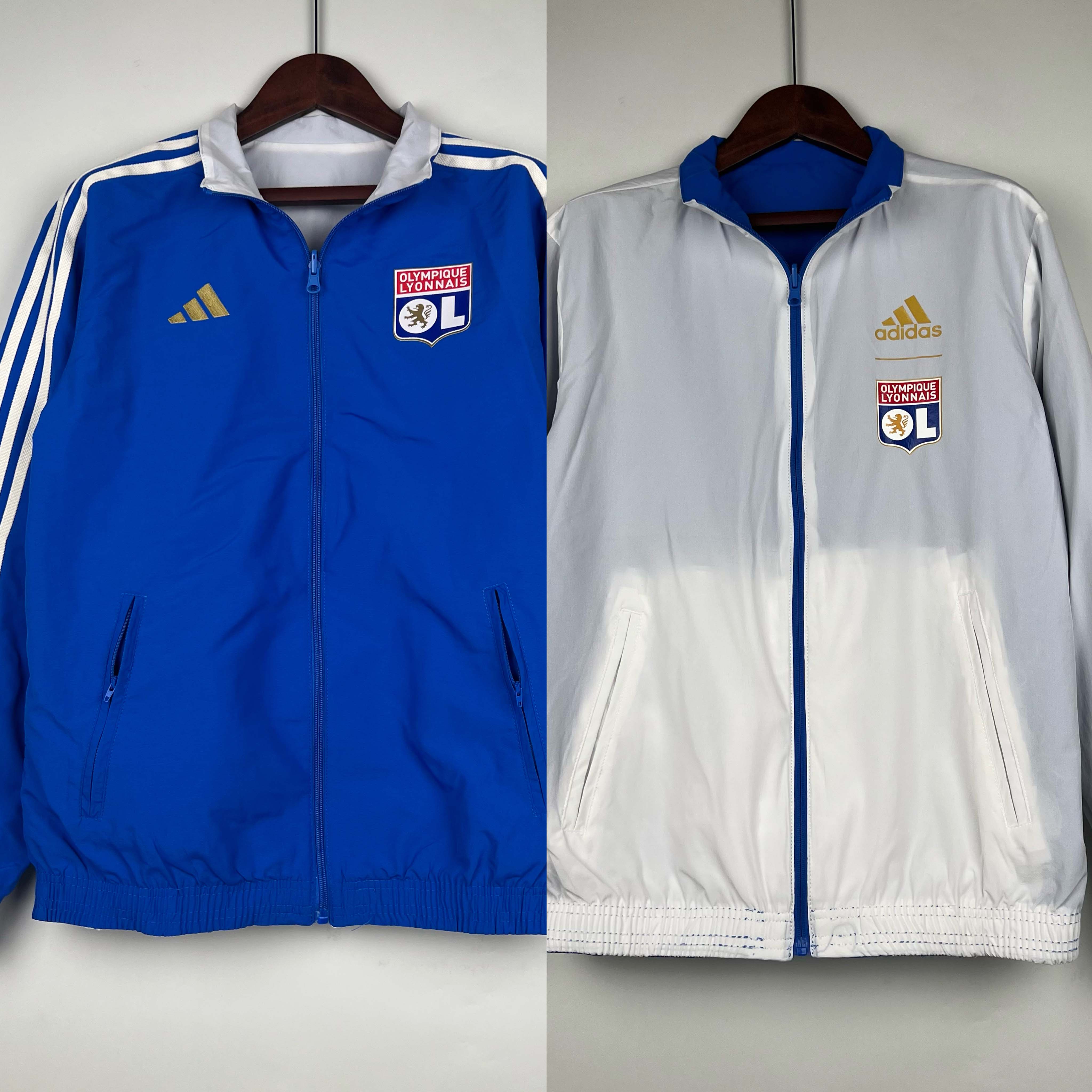 2023/2024 Lyon Reversible Windbreaker(Blue-white)Soccer Jersey 1:1 Thai Quality