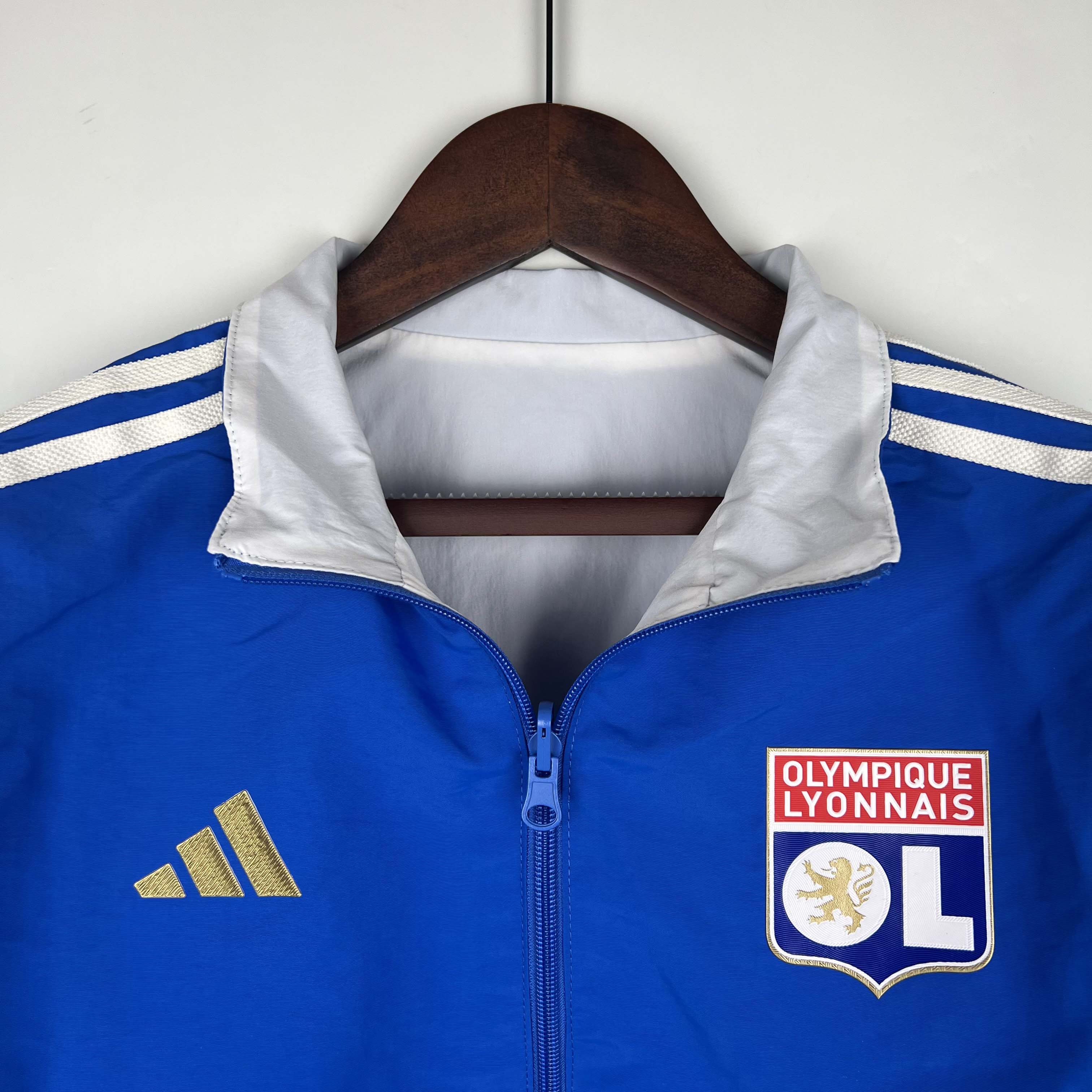 2023/2024 Lyon Reversible Windbreaker(Blue-white)Soccer Jersey 1:1 Thai Quality