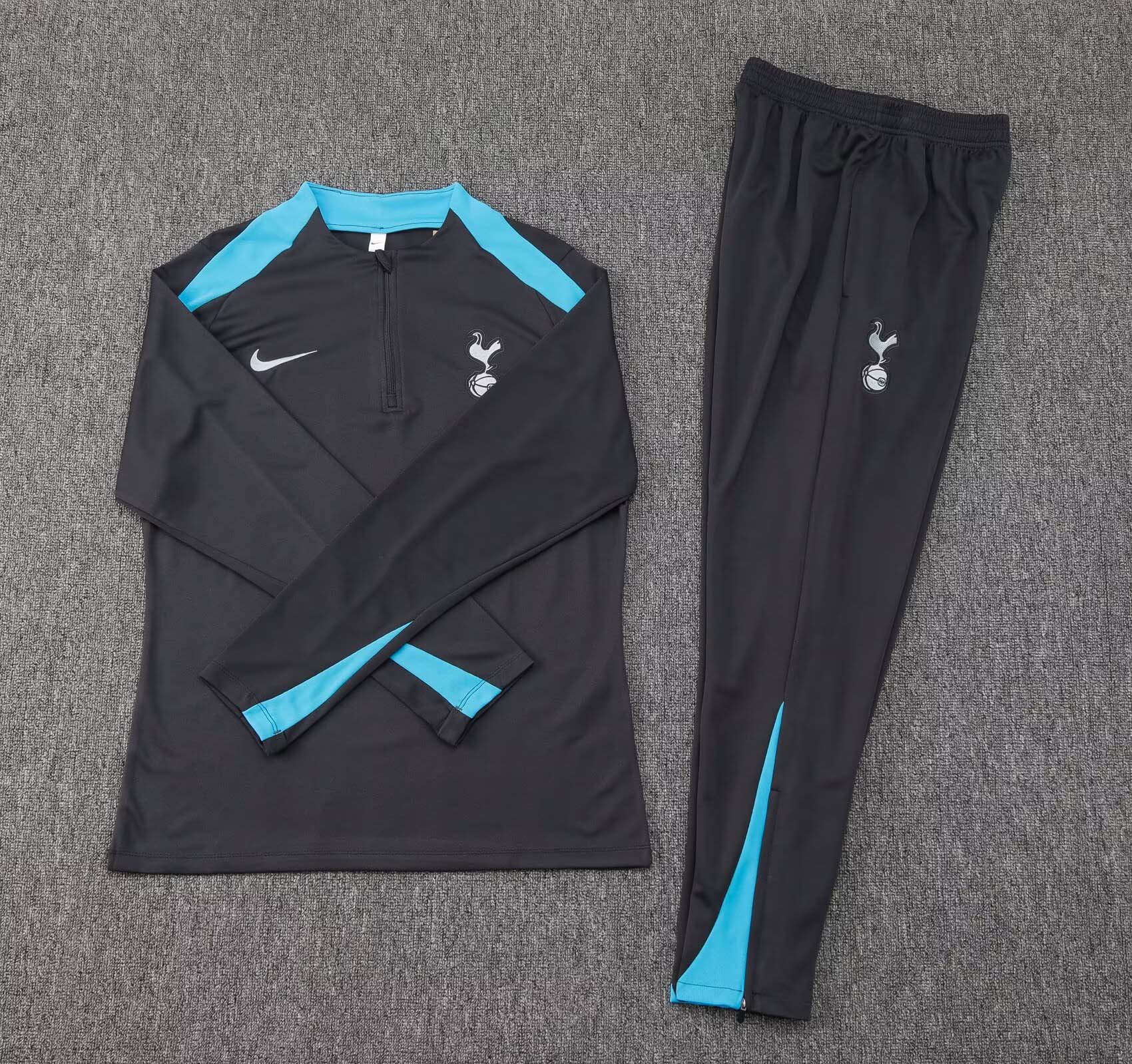 2024/2025 Tottenham Half-Pull Training Suit Black Jersey 1:1 Thai Quality Set