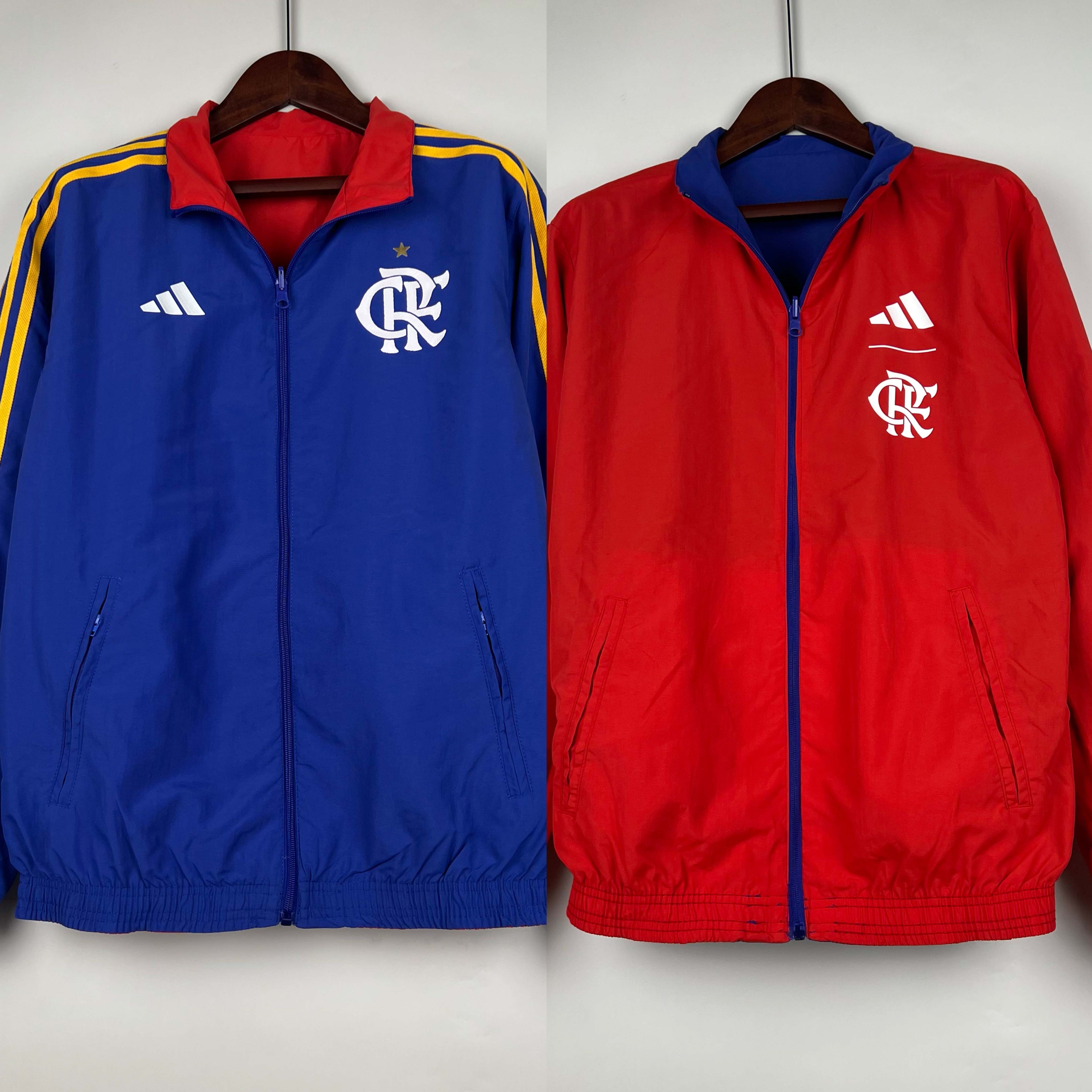 2023-2024 Flamengo CasuaI Reversible Windbreaker(Blue-red)Soccer Jersey 1:1 Thai Quality