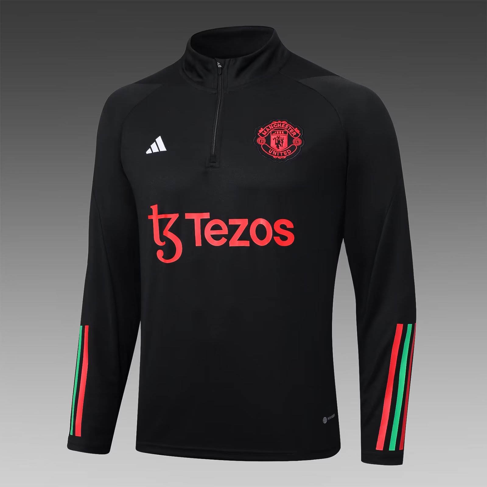 2023/2024 Manchester United Half-Pull Training Suit Black Football Shirt 1:1 Thai Quality Set