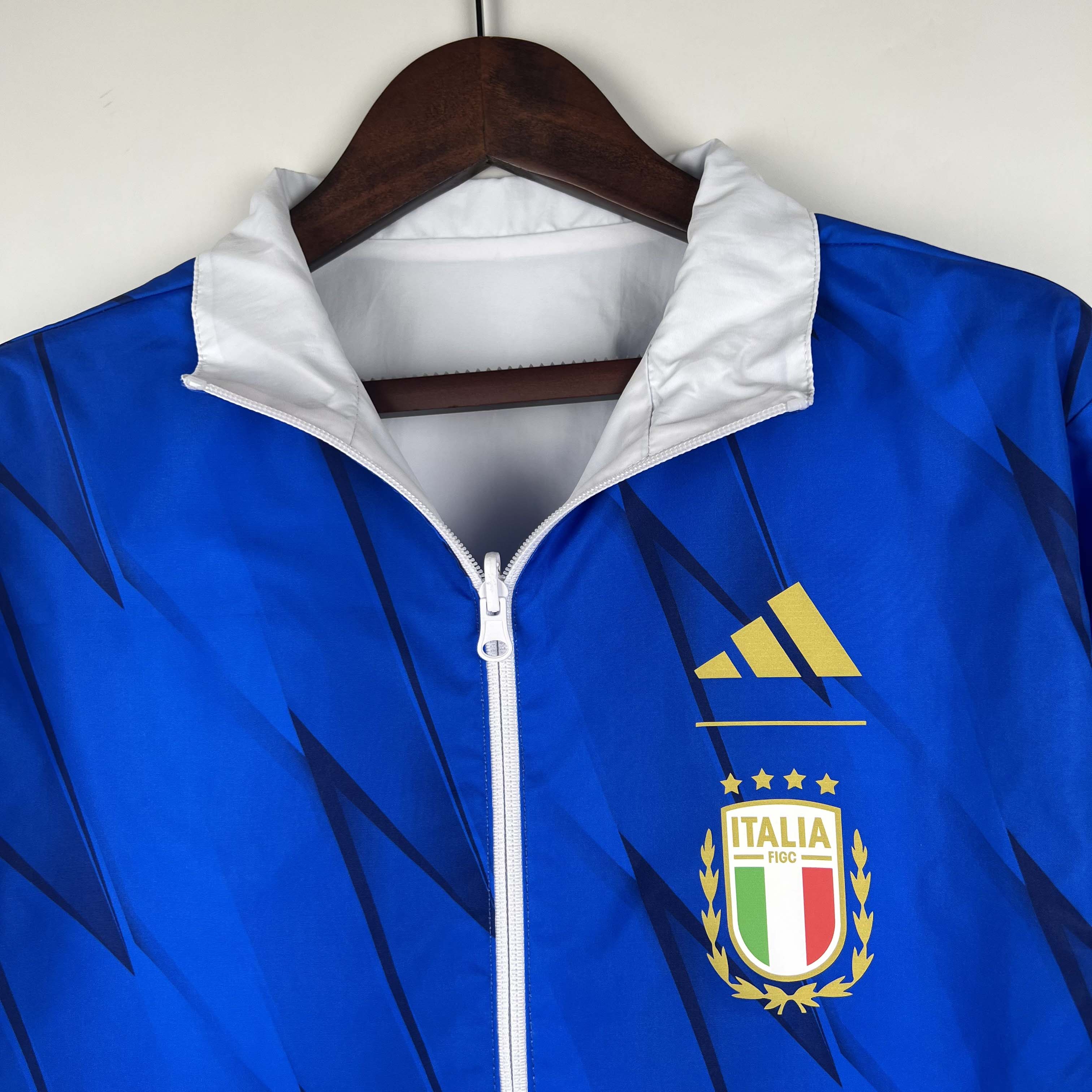 2023-2024 Italy Reversible Windbreaker (White-Blue)Soccer Jersey 1:1 Thai Quality