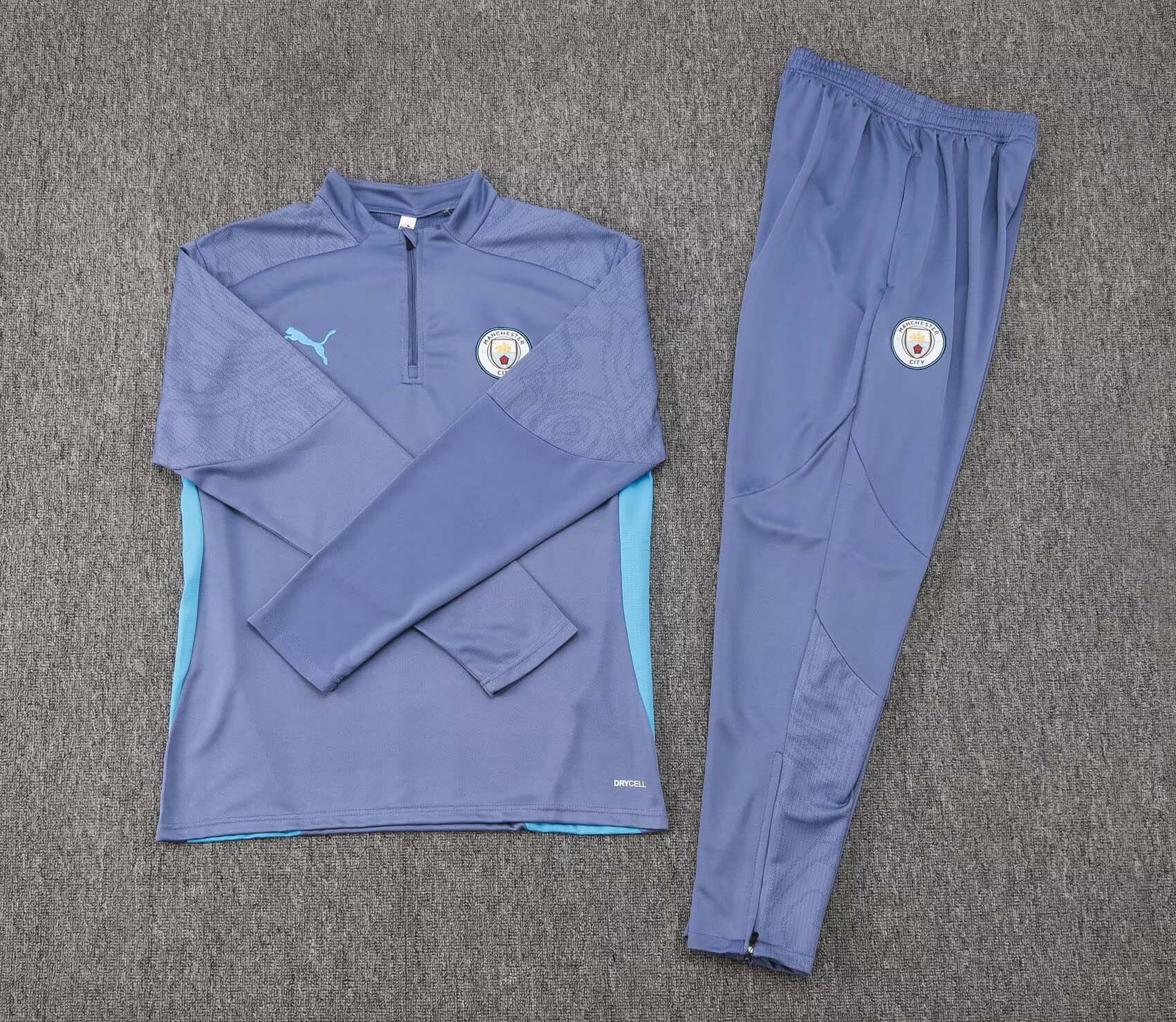 2024/2025 Manchester City Half-Pull Training Suit Gray Football Shirt 1:1 Thai Quality Set