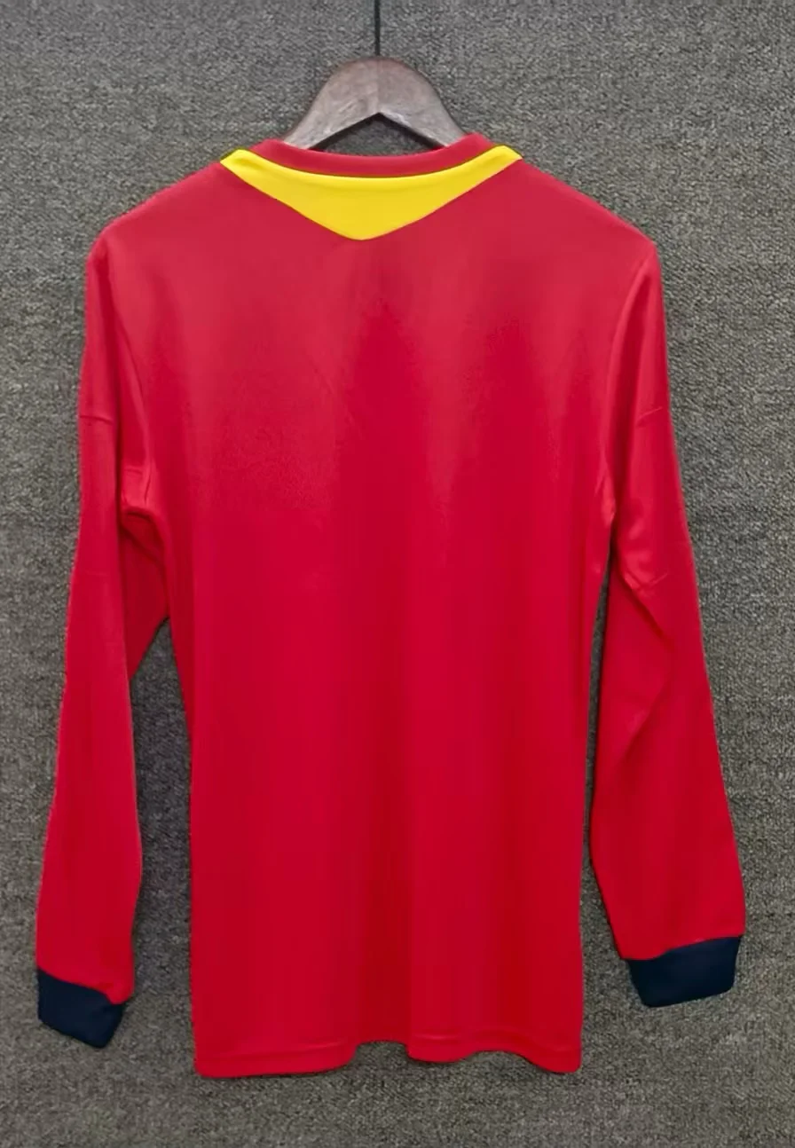 2013 Retro Spain Home Red Long Sleeve Soccer Jersey