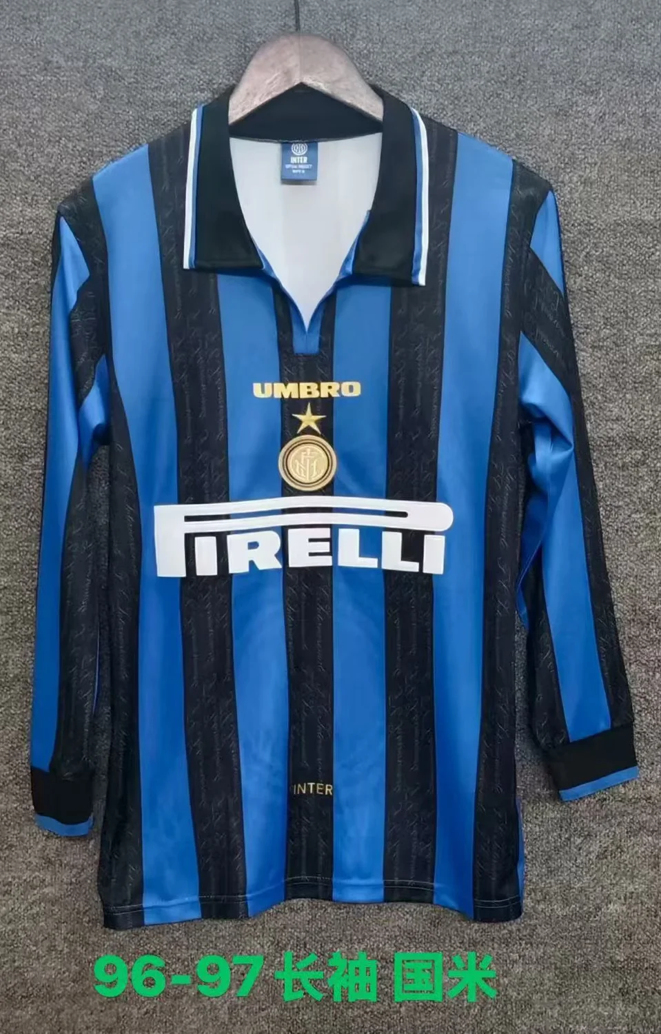 96/97 Retro Inter Milan Long Sleeve Home Blue Black Football Jersey1:1 Quality Thai