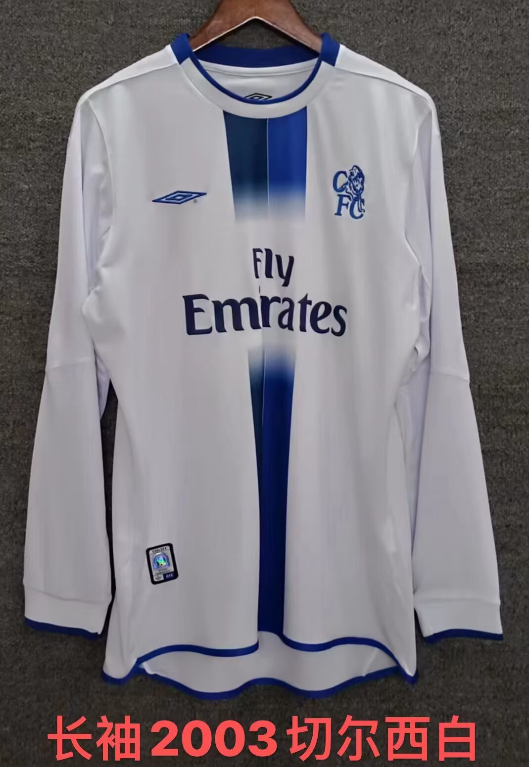 2003 Retro Long Sleeve Chelsea Home White Football Shirt 1:1 Thai Quality