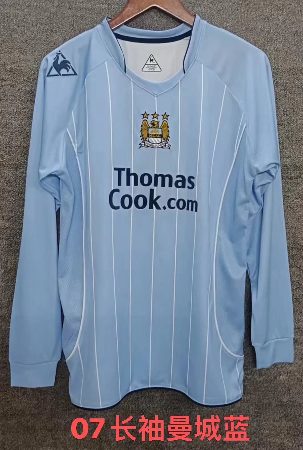 2007 Retro Long Sleeve Manchester City Home Blue Football Shirt 1:1 Thai Quality