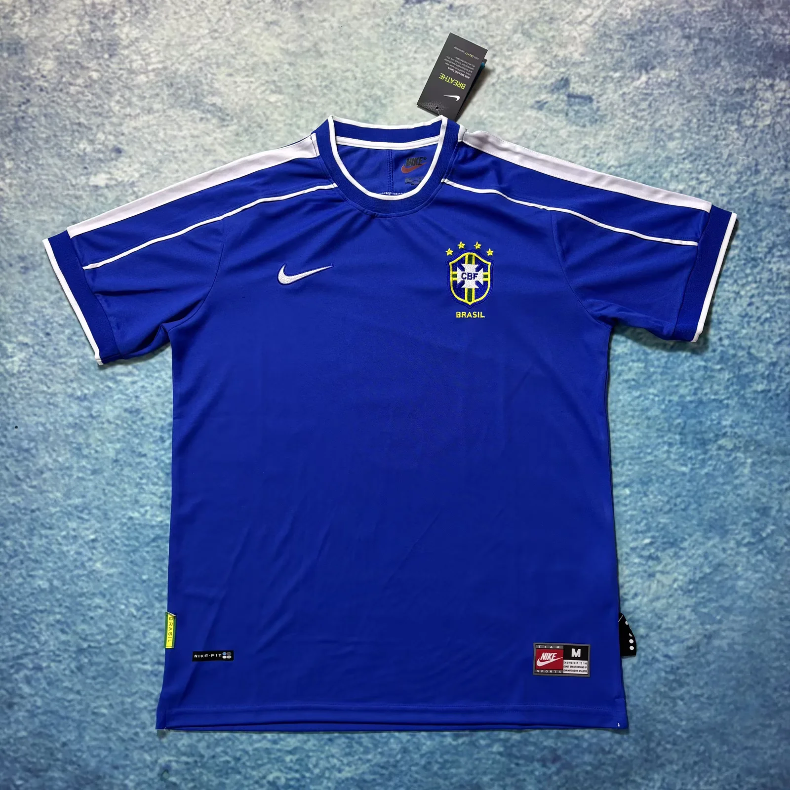 1998 Retro Brazil Away Blue Soccer Jersey Home