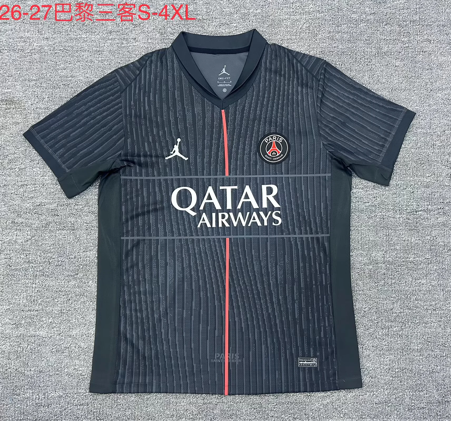 2026-27  Paris third Away  Black Soccer Jersey 1:1 Thai Quality