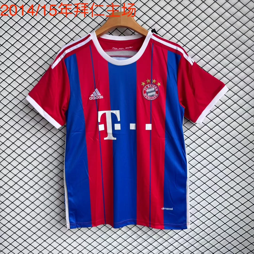 2014-15 Retro Bayern Munchen Home Blue and Red Soccer Jersey 1:1 Thai Quality