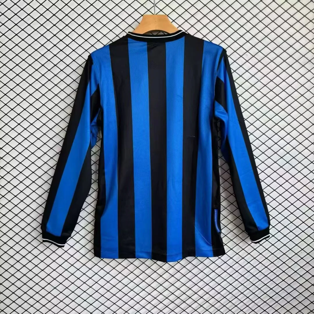 2009/10 Retro Inter Milan Long Sleeve Home Blue Black Football Jersey1:1 Quality Thai