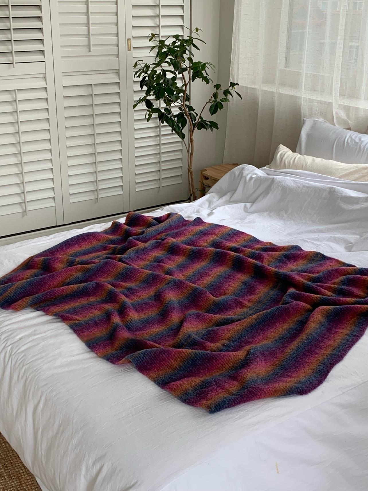 Vintage Yarn Wool Striped Throw