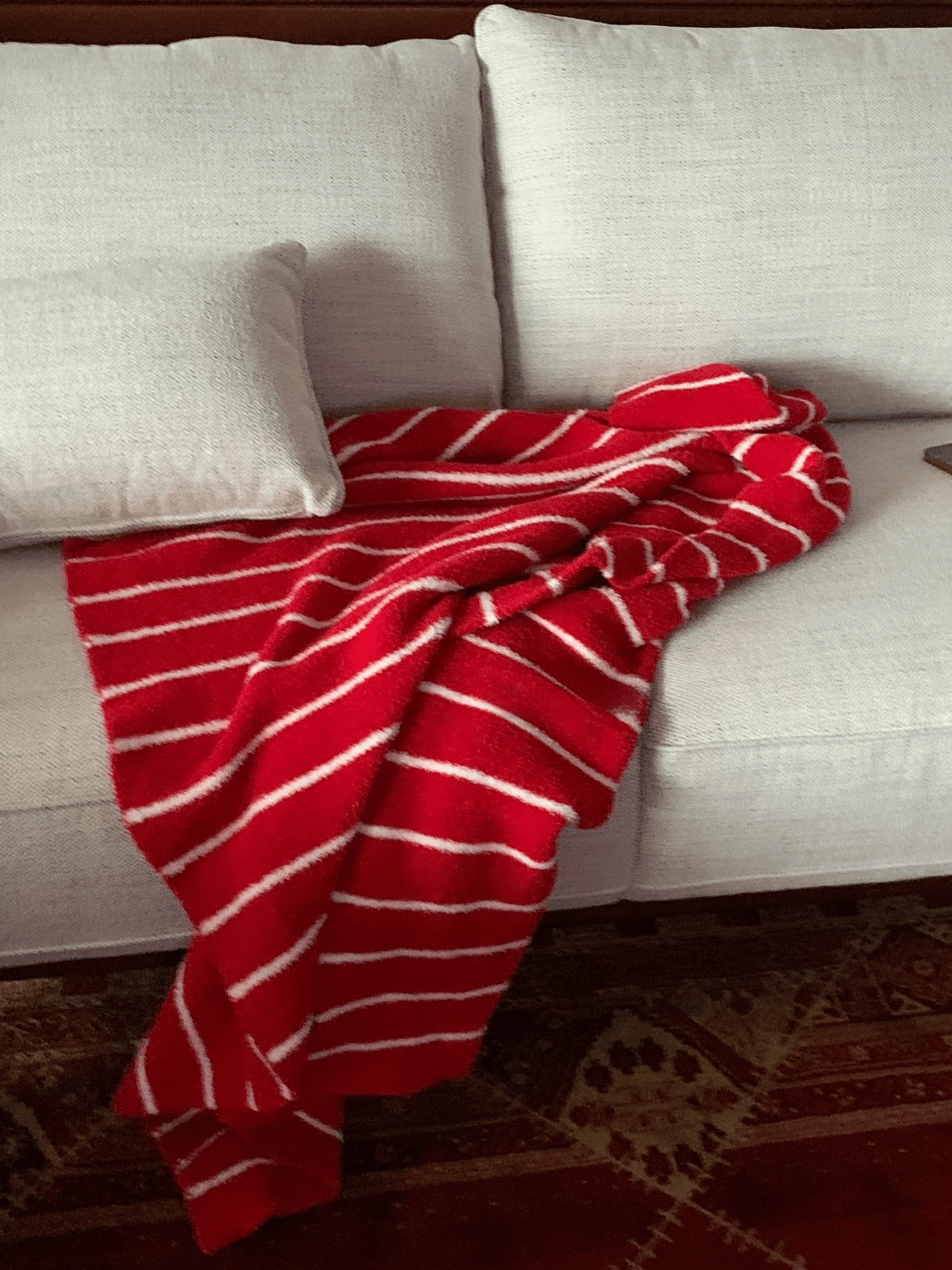 Red Striped Vintage Throw Blanket