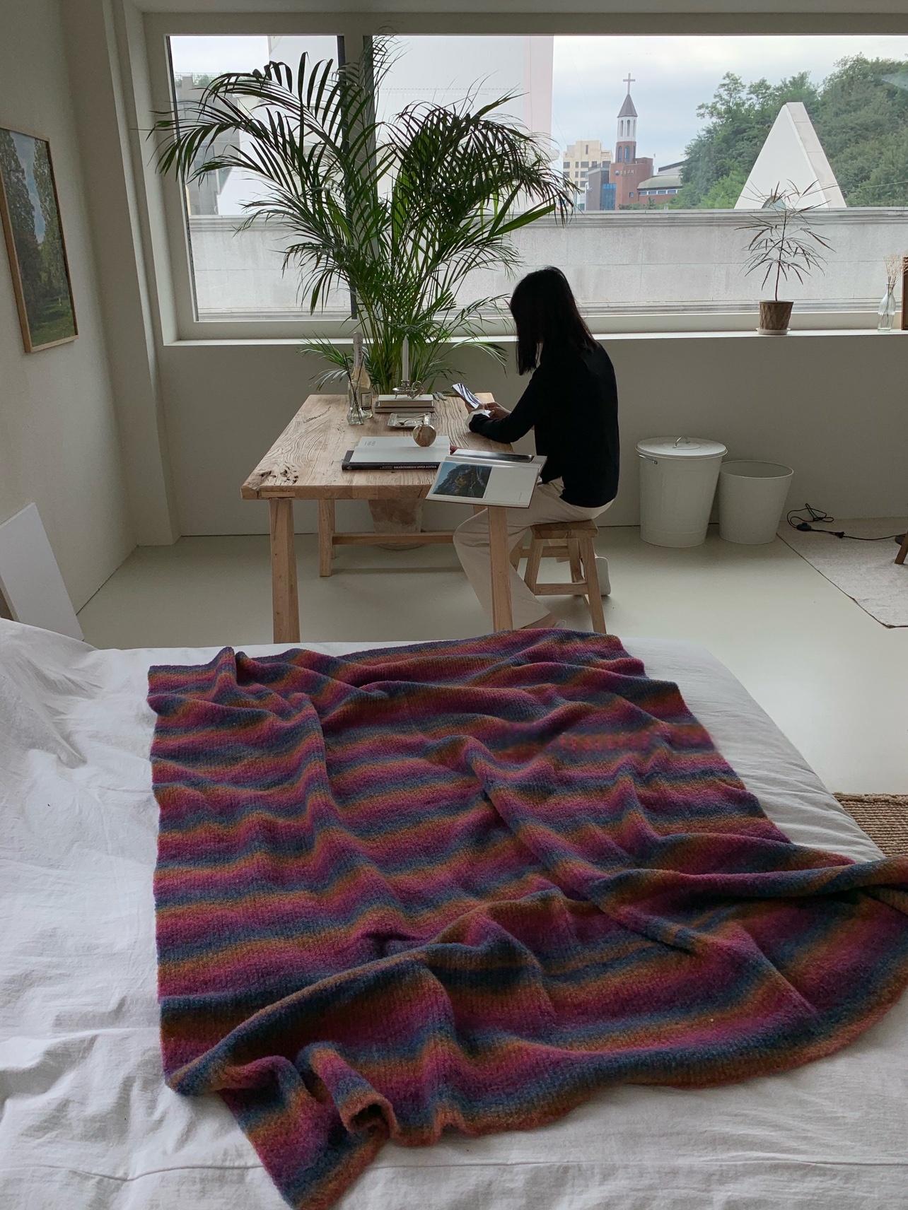 Vintage Yarn Wool Striped Throw