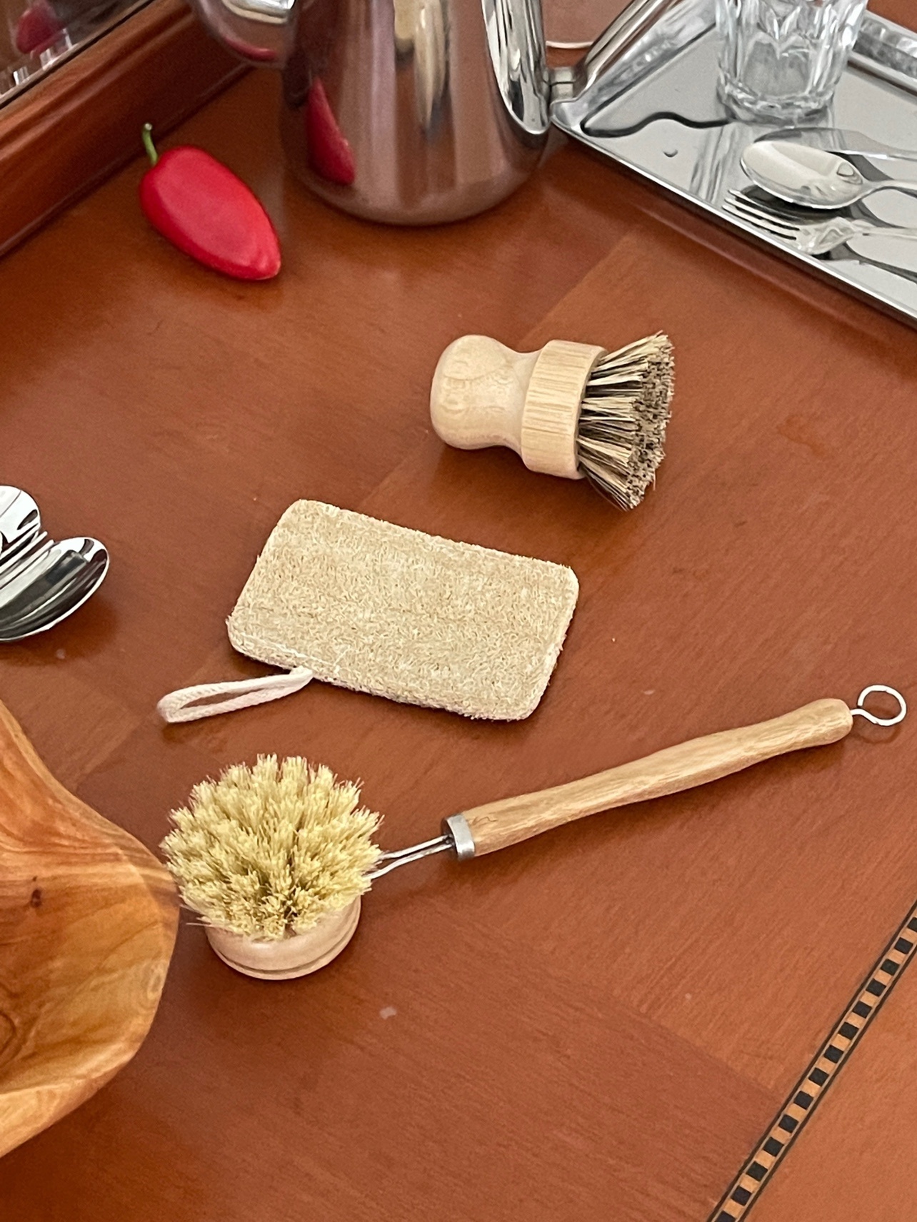 Vintage Wood Handle Dish Brush Set