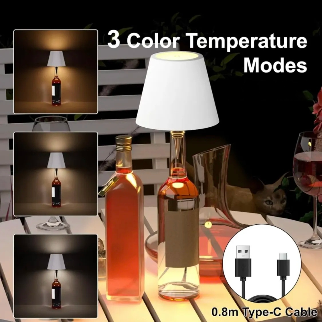 Rechargeable & Dimmable LED Bottle Light
