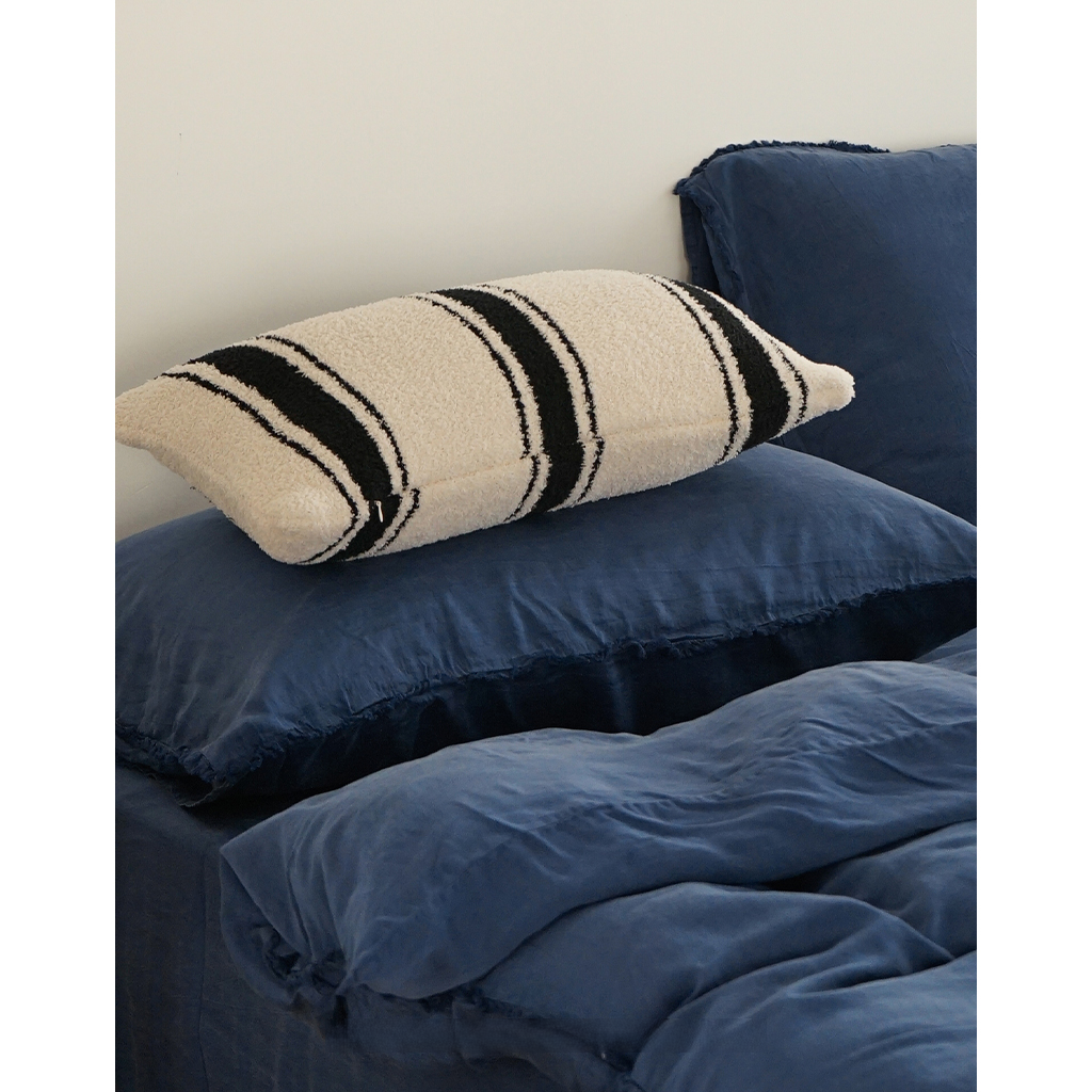 Mid-Century Modern Lumbar Pillow with Black Stripe