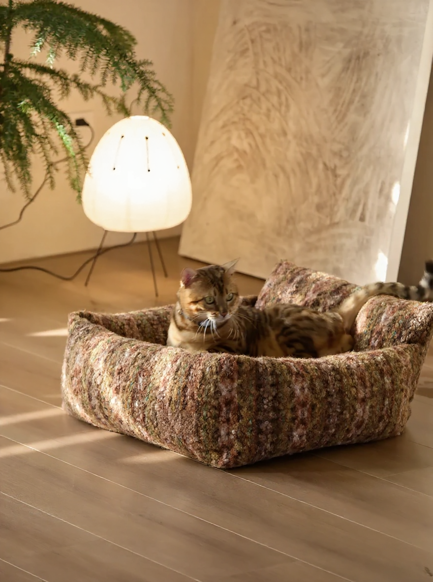 Retro Caramel & Moss Green Dog Bed Cover