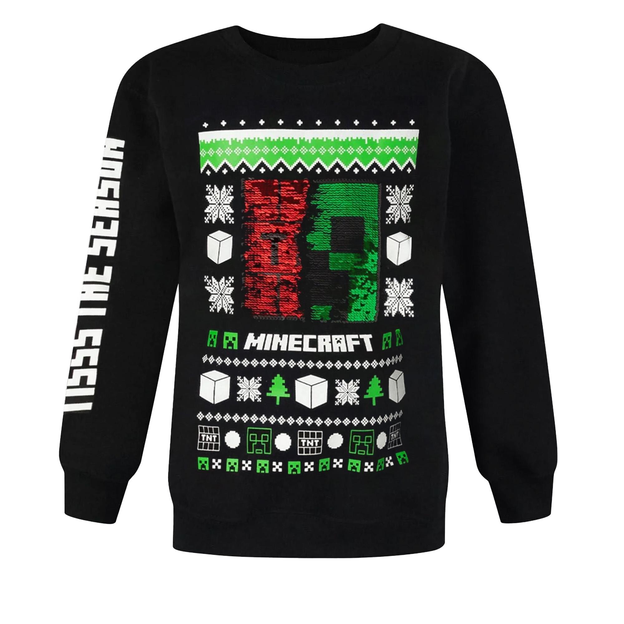 MINECRAFT Pullover Pailletten  weihnachtliches Design