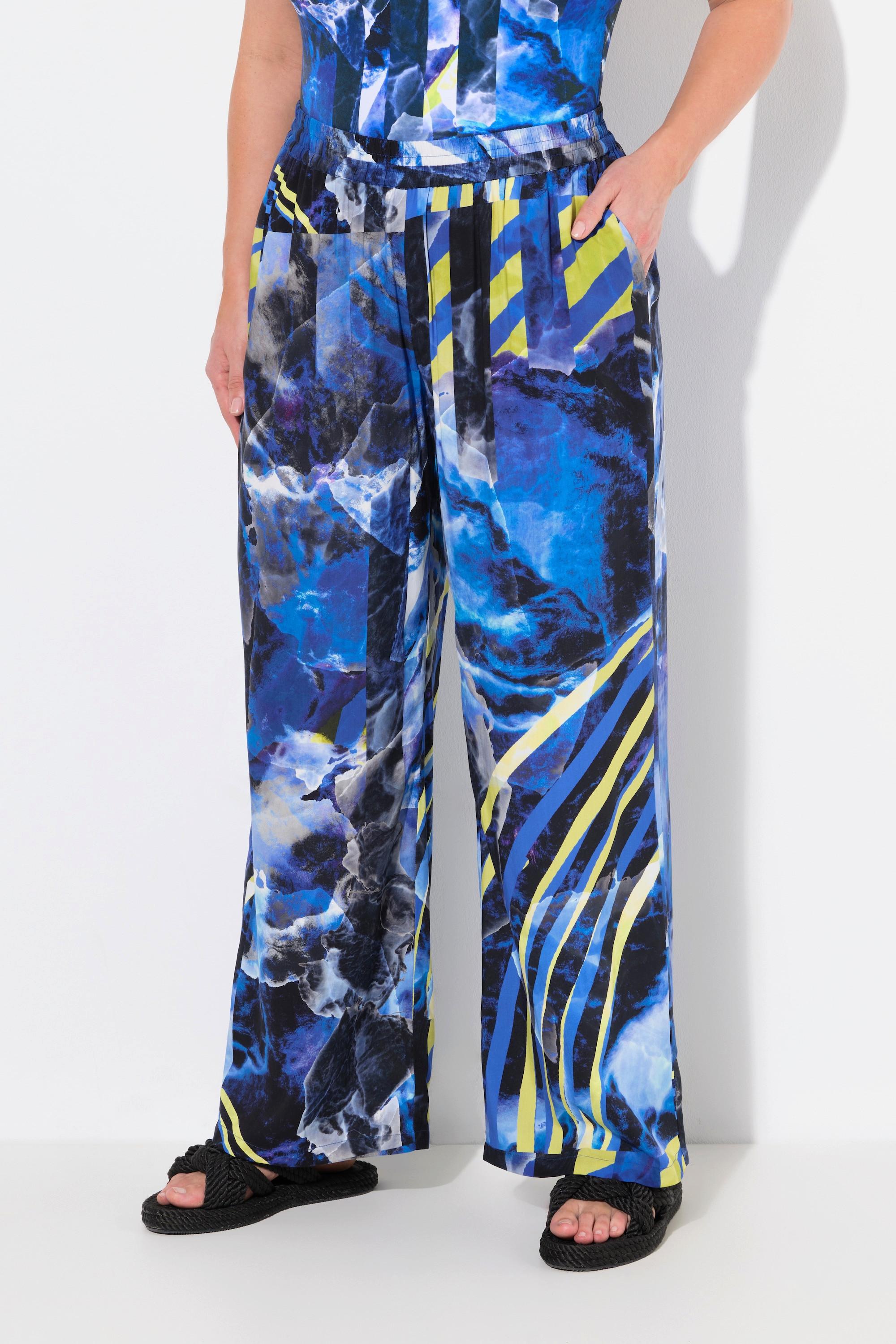 Ulla Popken Palazzohose, weites, gerades Bein, Elastikbund