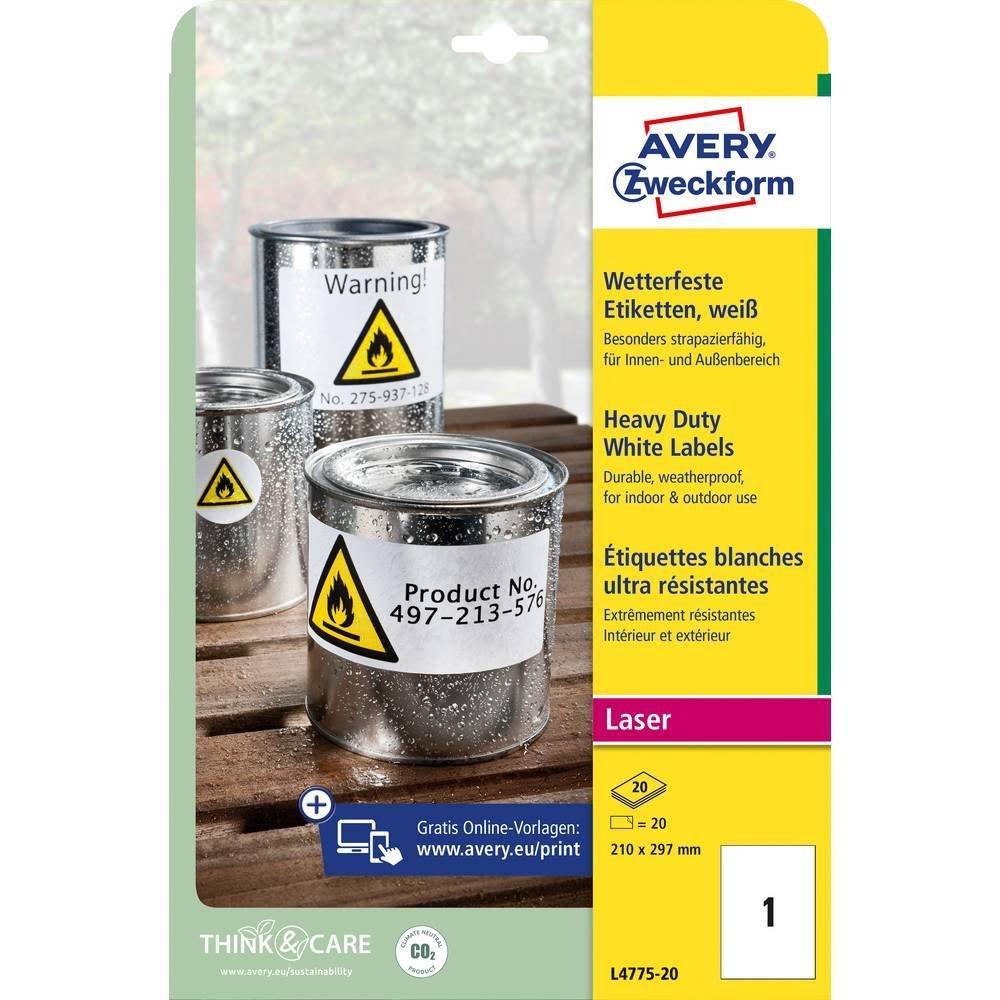 Avery-Zweckform AVERY ZWECKFORM Laser-Etiketten 210x297mm, wetterfest 20 St.