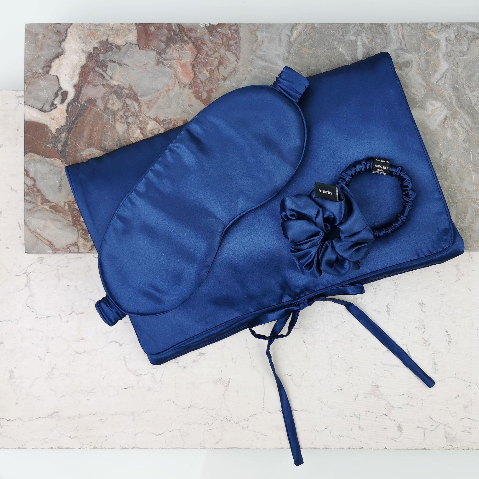 AILORIA TRAVEL SET HAIR Tasche, Schlafmaske, Scrunchie S & Scrunchie M aus Seide