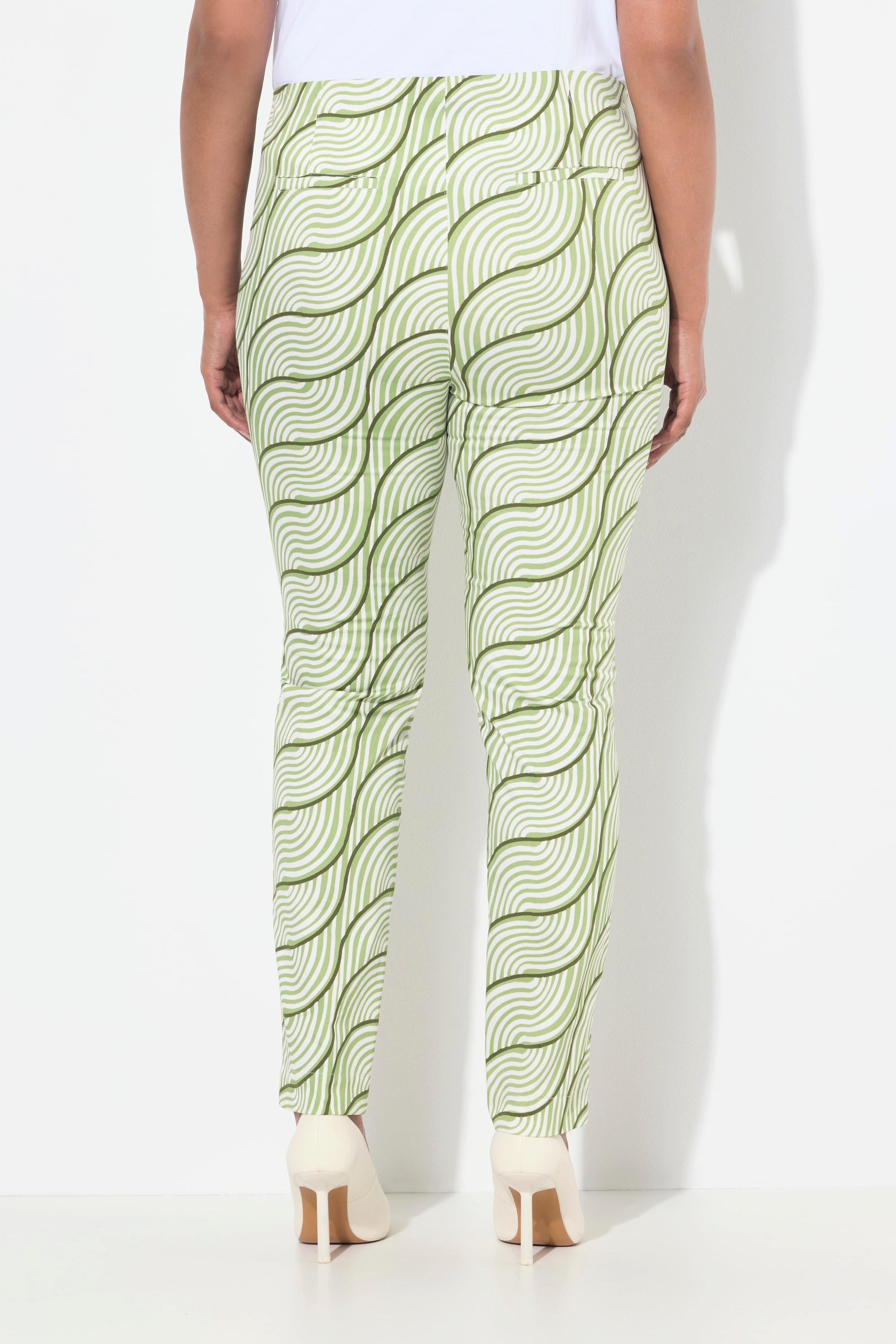 Ulla Popken Hose, grafischer Druck, Slim, Elastikbund