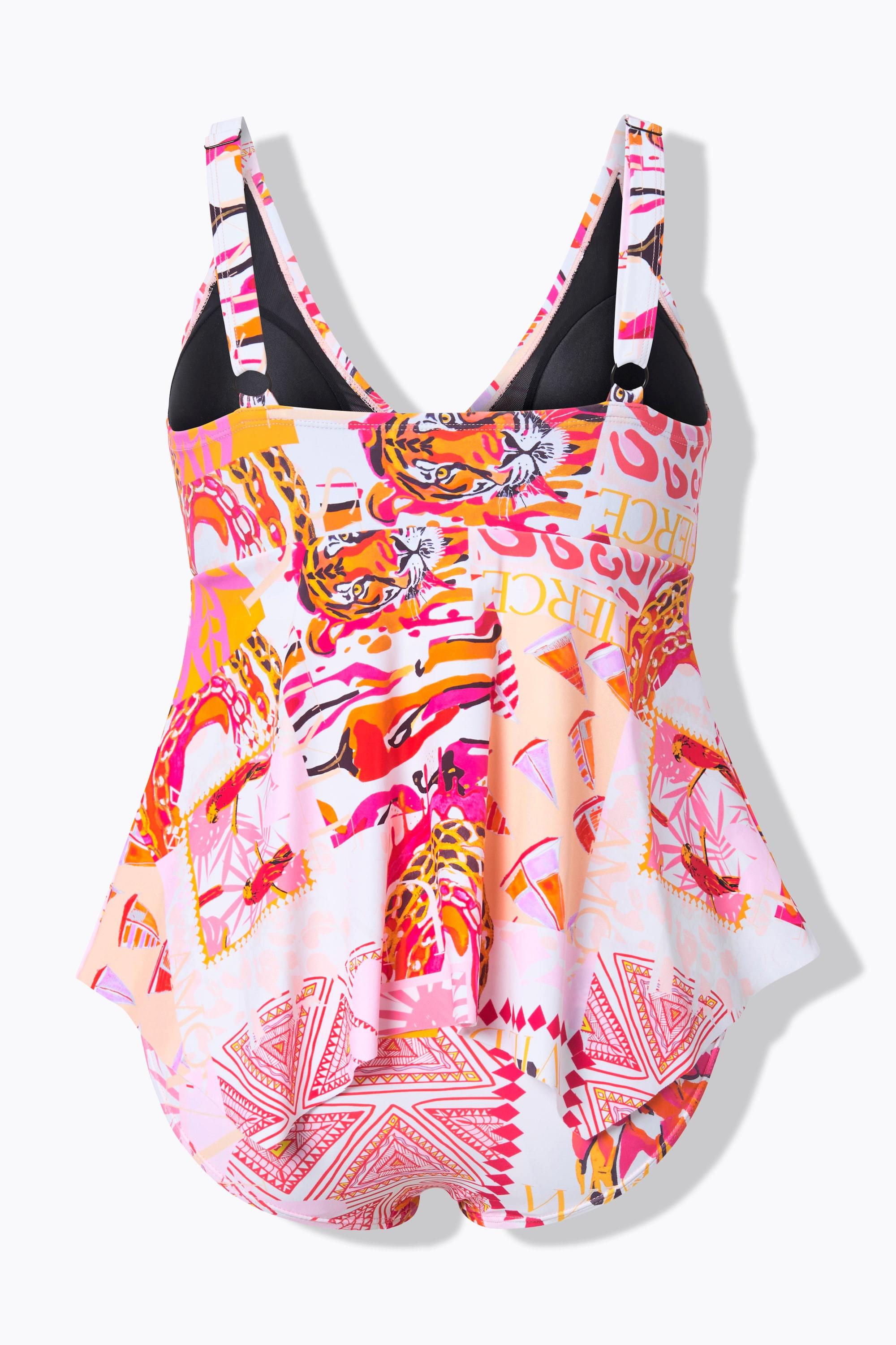 Ulla Popken Tankini, Papageien, Softcups, Träger verstellbar