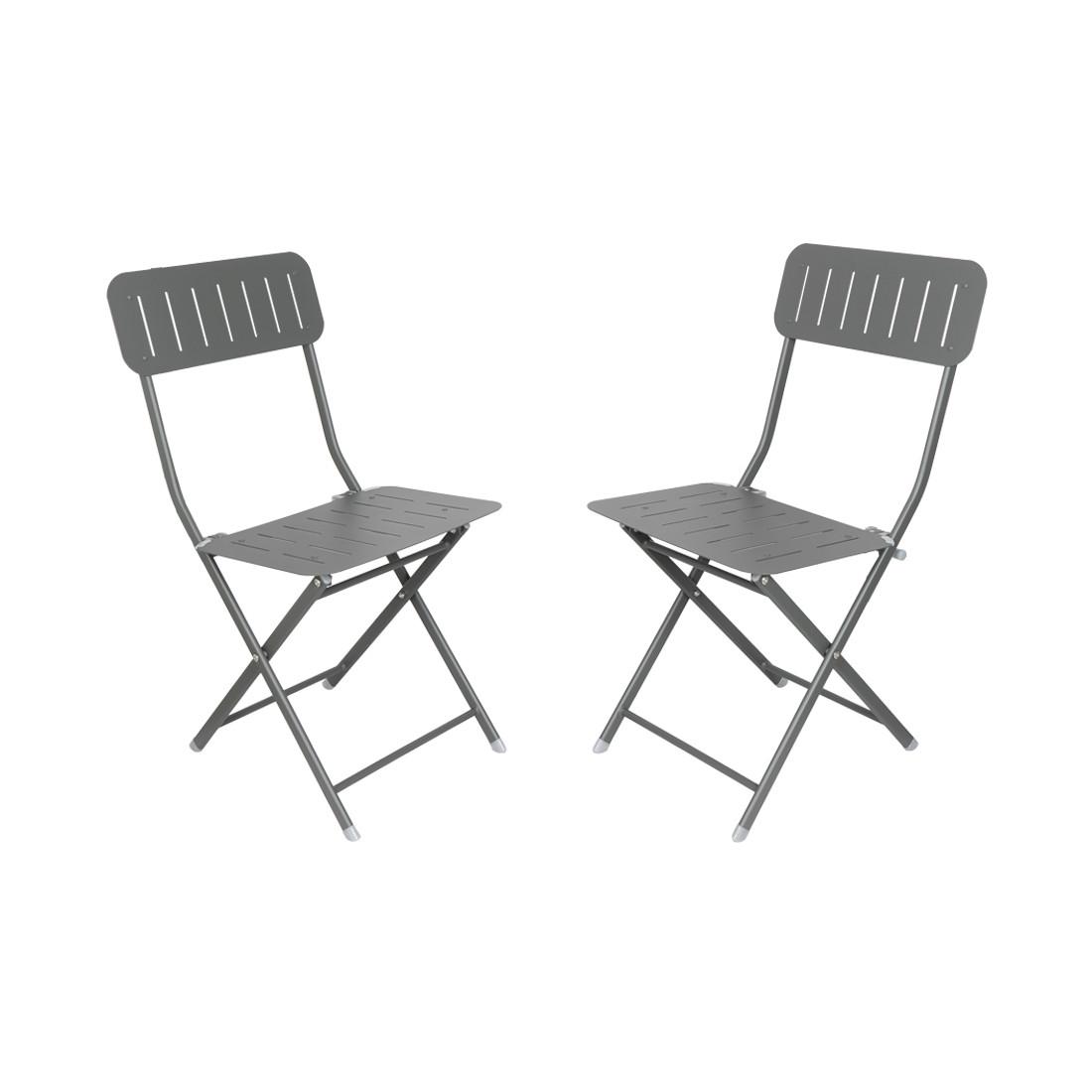 Contini Gartentisch Rund mit 2 Stühlen Metall anthrazit