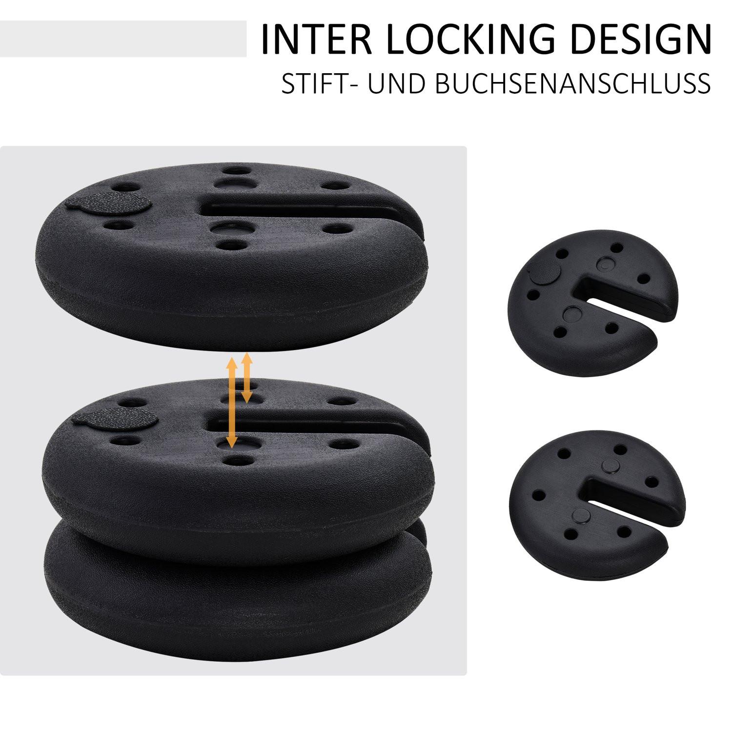 Northio Gewicht Für Partyzelt, Pavillongewicht Befüllbar Bis 5 Kg, Hdpe-Kunststoff, Schwarz, Ø25X6Cm