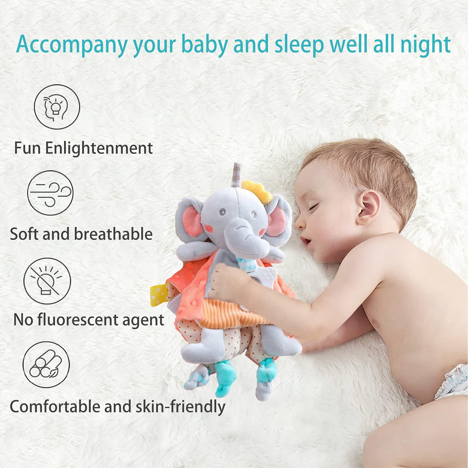 Activity-board Baby Schmusetuch - Elefanten Kuscheltier - Kuscheltier Stofftier - Kuscheltuch für Babys und Kleinkinder