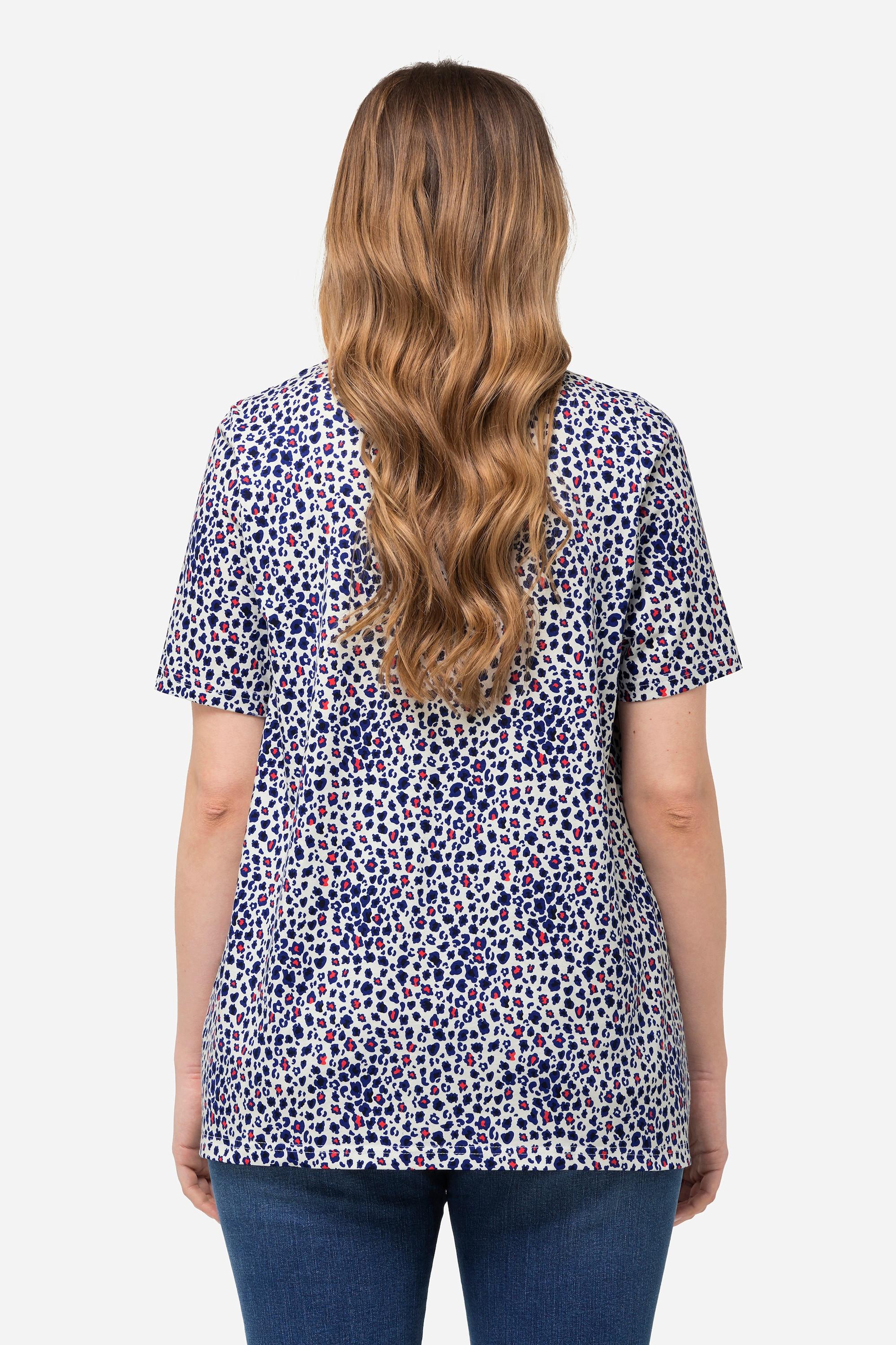 Ulla Popken T-Shirt Zierfalten A-Linie V-Ausschnitt Halbarm