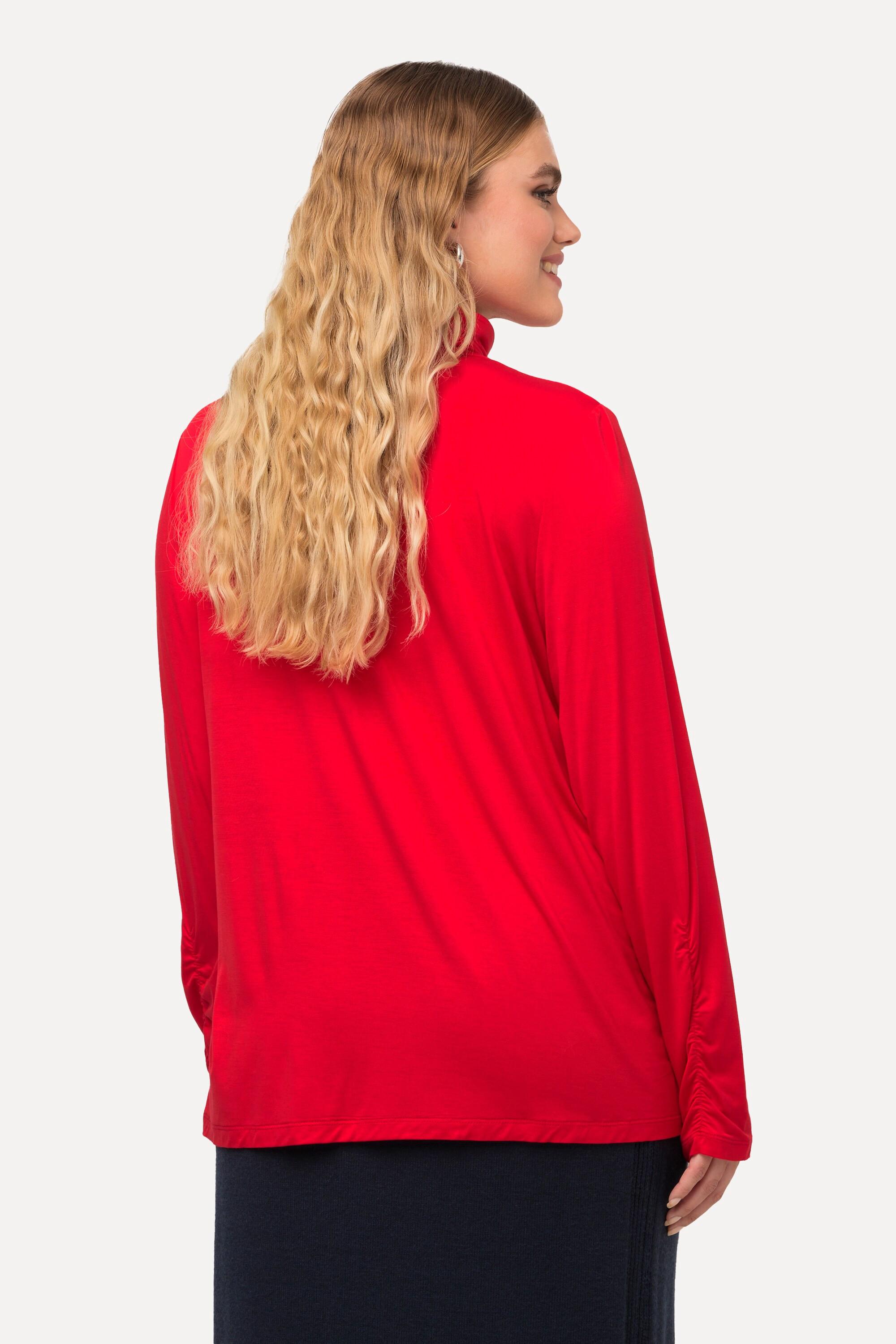 Ulla Popken Rollkragen Langarmshirt Classic mit Raffung