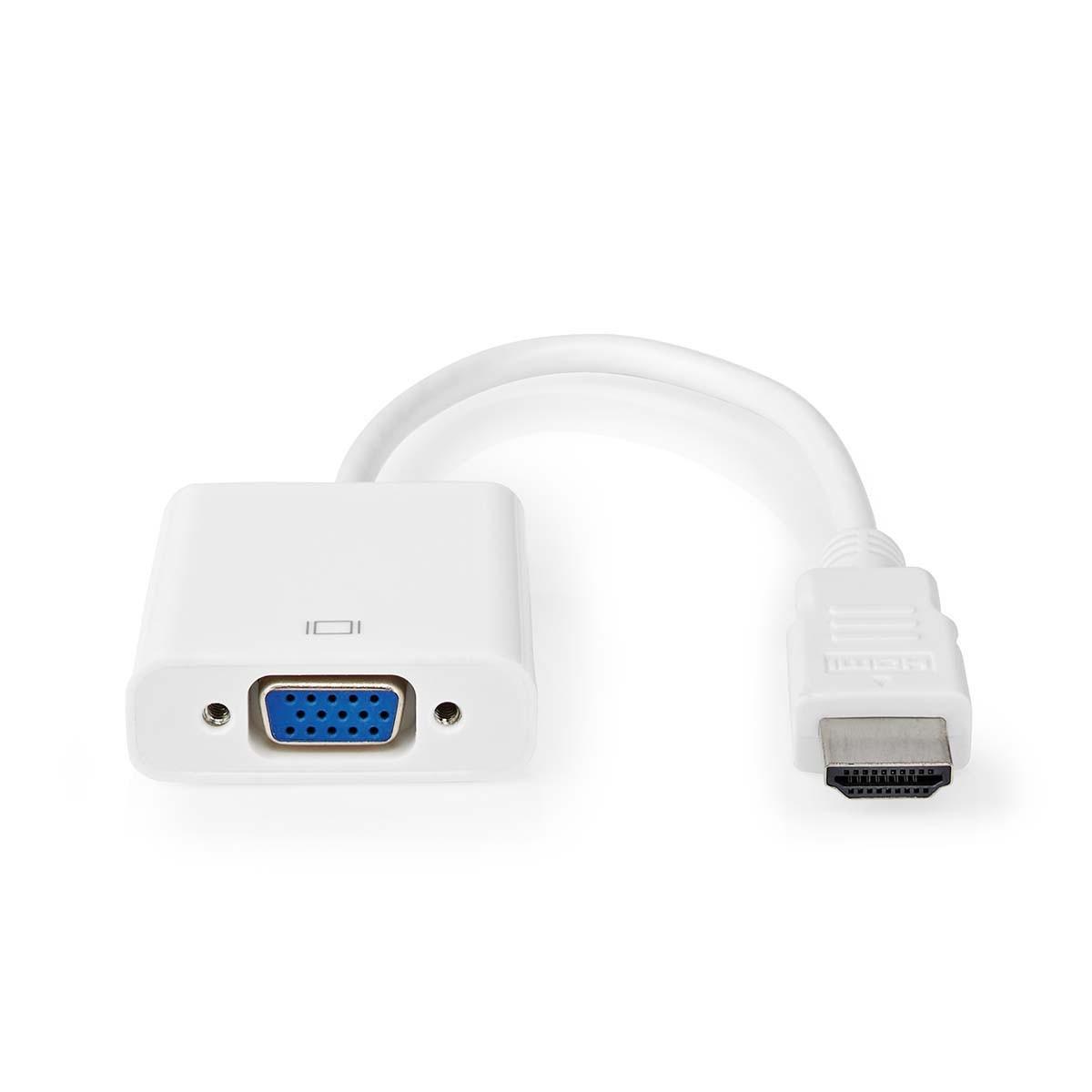 Nedis VGA Adapter | HDMI™ Stecker | VGA Buchse 15p | Vernickelt | Gerade | PVC | Weiß | Box