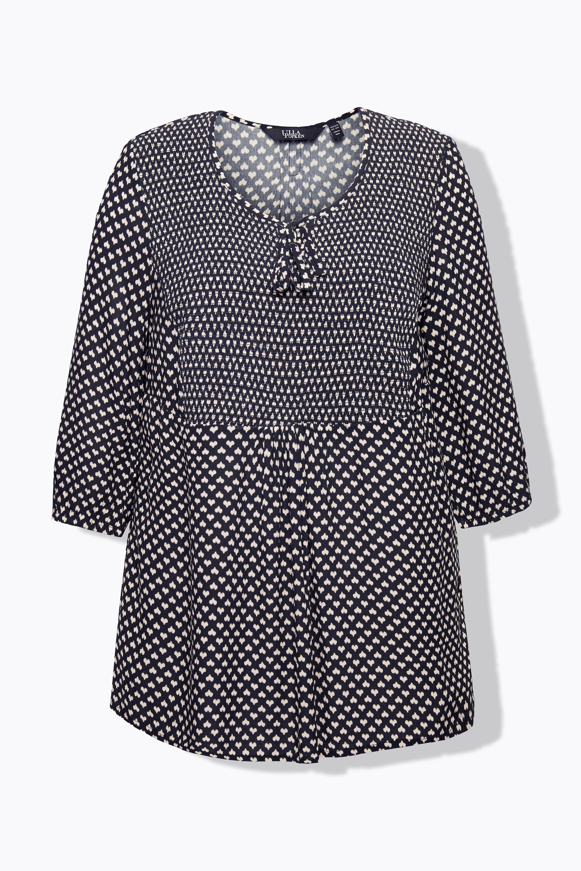 Ulla Popken Smokbluse Herzen A-Linie Rundhals 3/4-Arm
