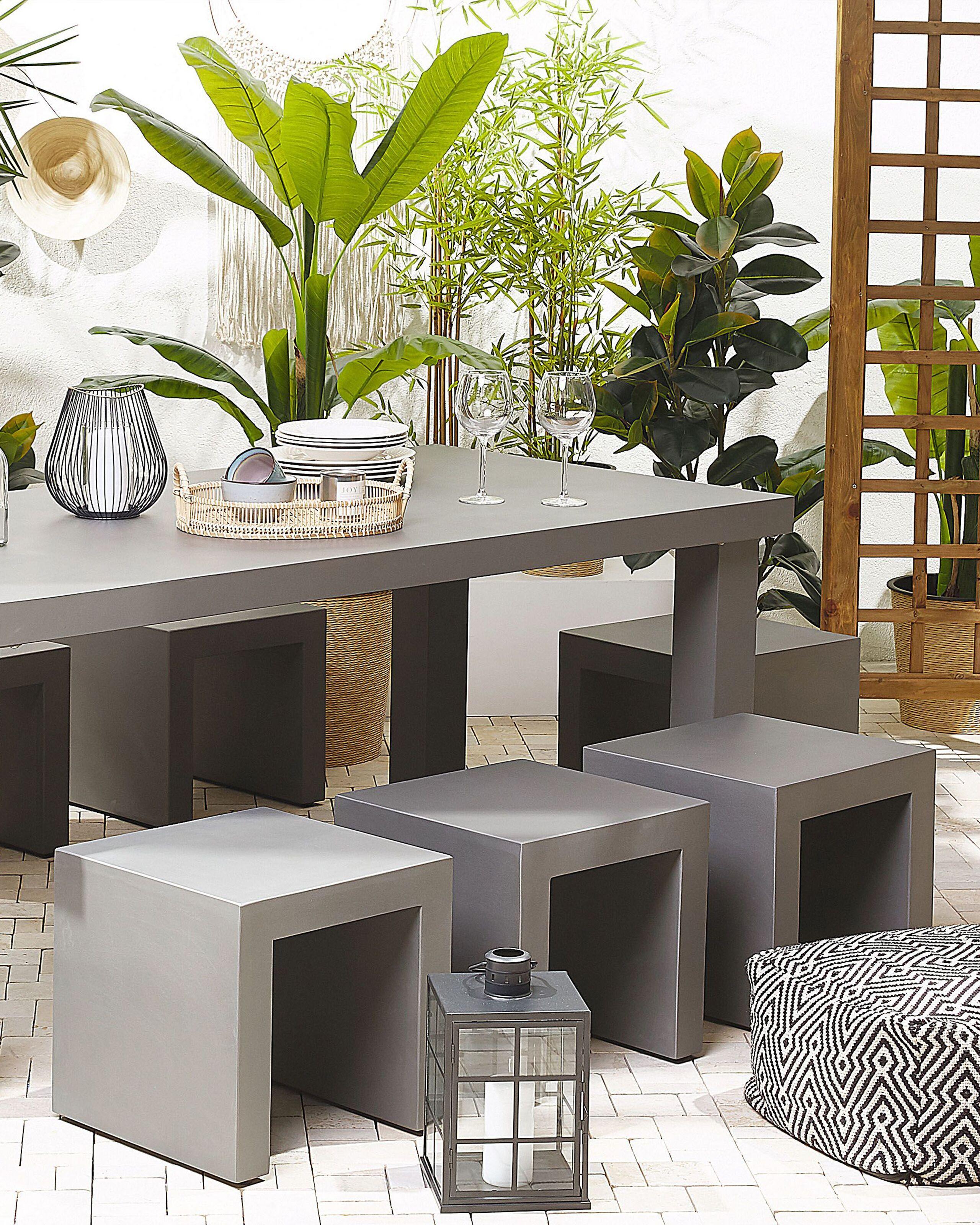 Beliani Gartenstuhl 2er Set aus Faserzement Industriell TARANTO